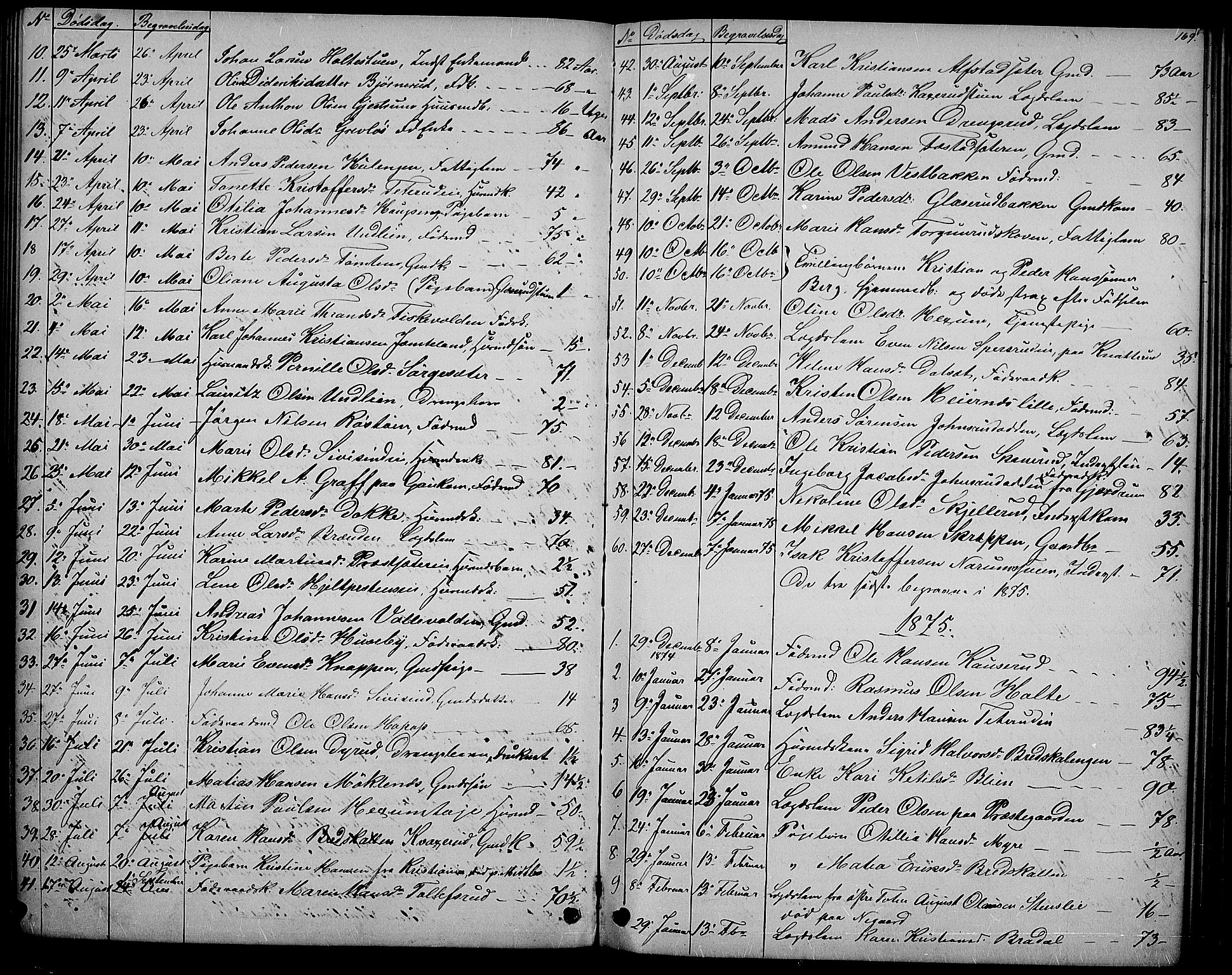 Vestre Toten prestekontor, SAH/PREST-108/H/Ha/Hab/L0006: Parish register (copy) no. 6, 1870-1887, p. 169