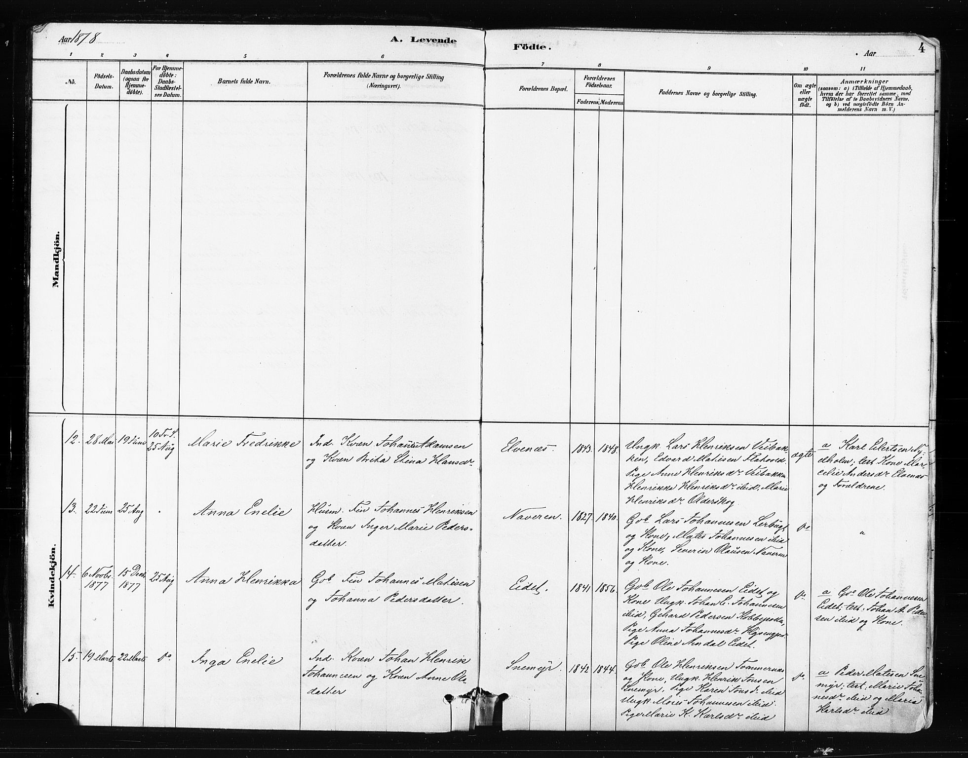 Skjervøy sokneprestkontor, SATØ/S-1300/H/Ha/Haa/L0014kirke: Parish register (official) no. 14, 1878-1894, p. 4