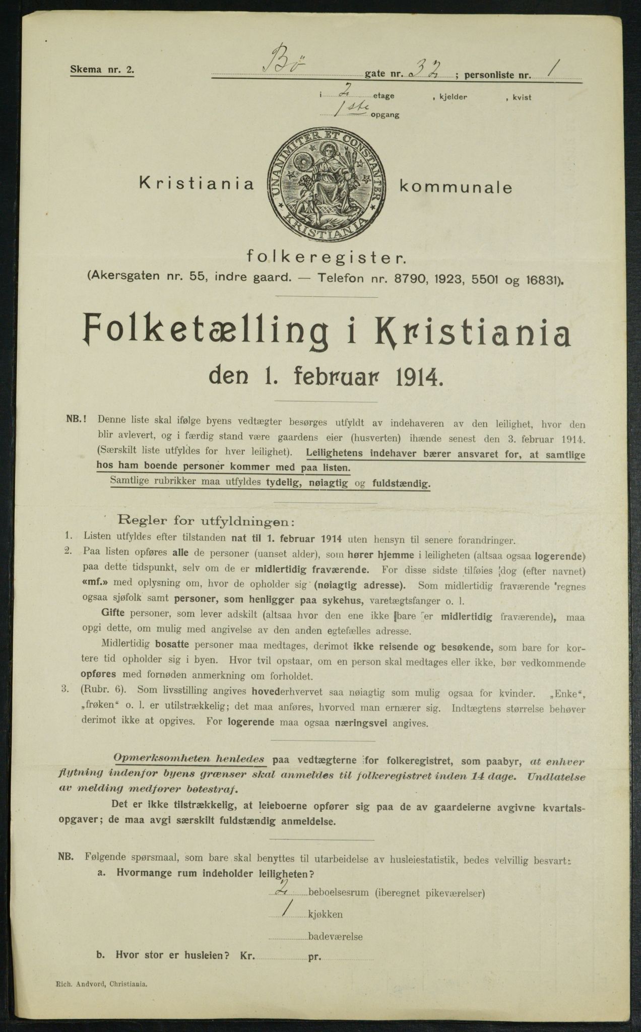 OBA, Municipal Census 1914 for Kristiania, 1914, p. 11515