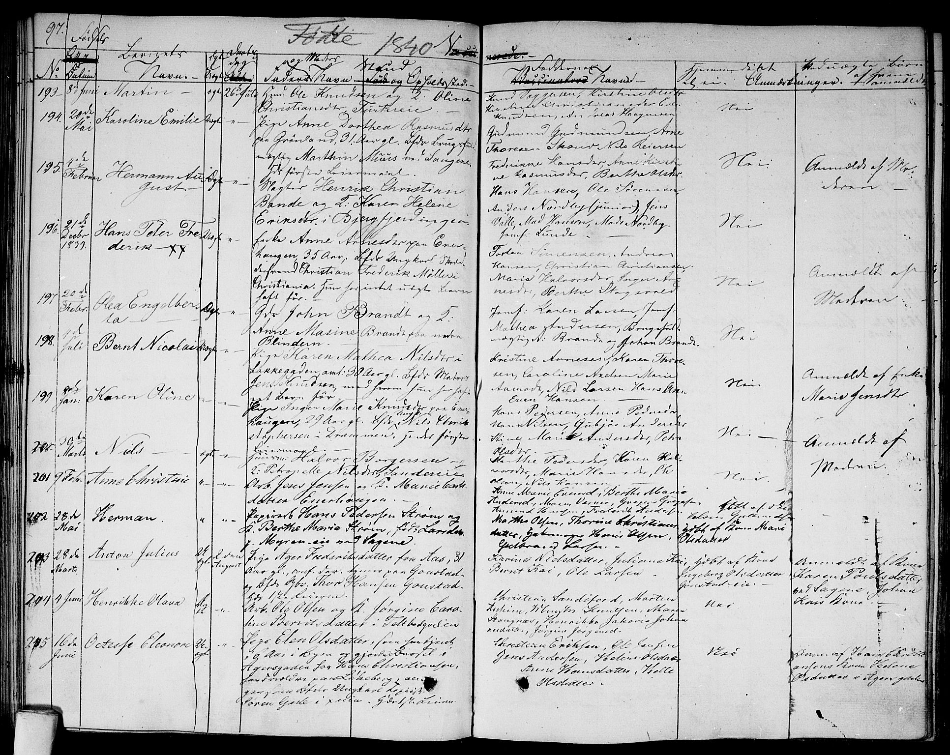 Aker prestekontor kirkebøker, SAO/A-10861/F/L0016: Parish register (official) no. 16, 1827-1841, p. 97