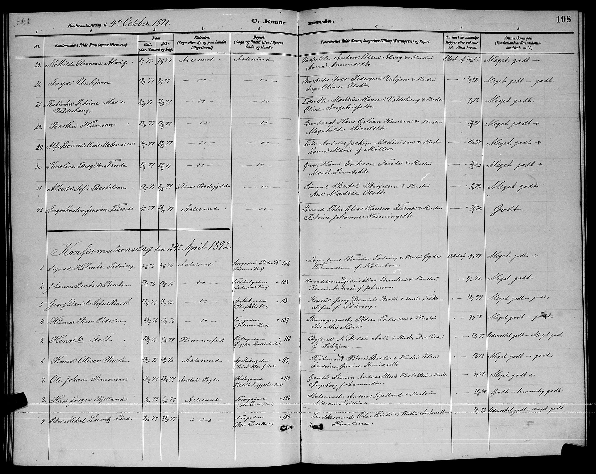 Ministerialprotokoller, klokkerbøker og fødselsregistre - Møre og Romsdal, AV/SAT-A-1454/529/L0467: Parish register (copy) no. 529C04, 1889-1897, p. 198