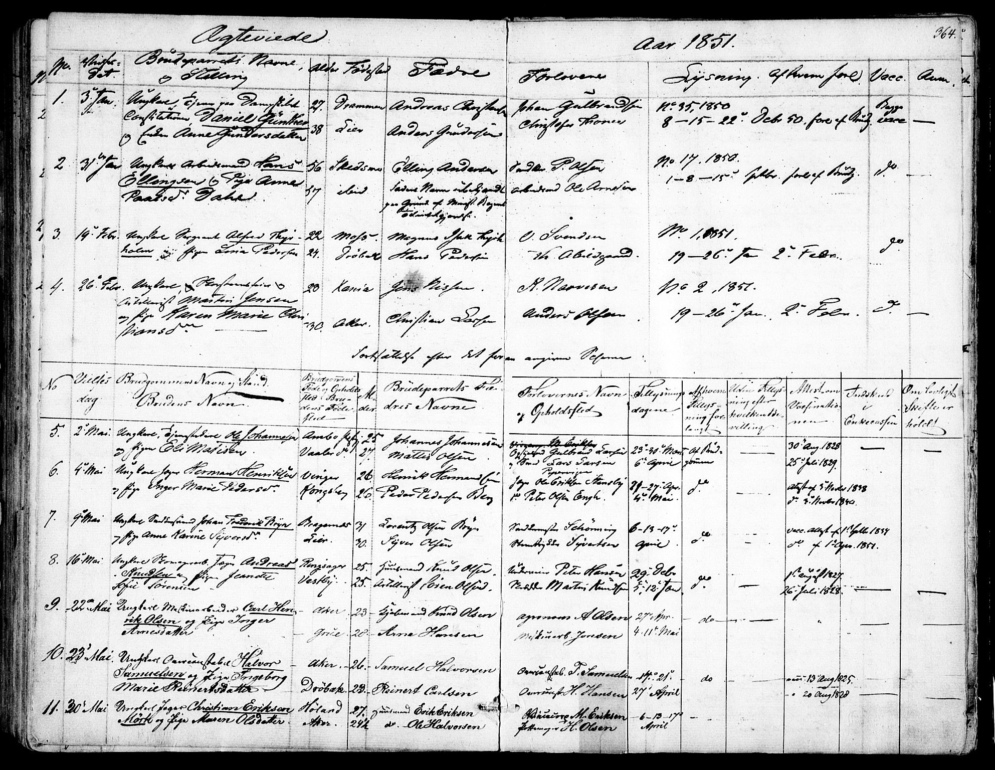 Garnisonsmenigheten Kirkebøker, SAO/A-10846/F/Fa/L0008: Parish register (official) no. 8, 1842-1859, p. 364