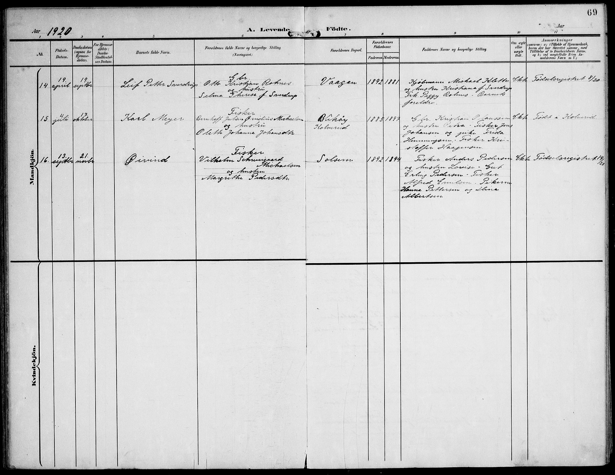 Ministerialprotokoller, klokkerbøker og fødselsregistre - Nord-Trøndelag, SAT/A-1458/788/L0698: Parish register (official) no. 788A05, 1902-1921, p. 69