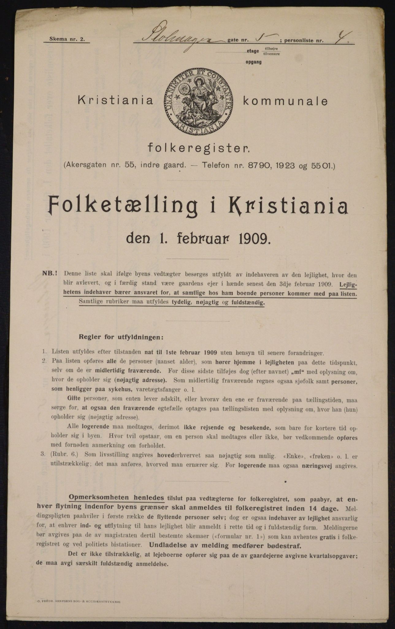 OBA, Municipal Census 1909 for Kristiania, 1909, p. 92801