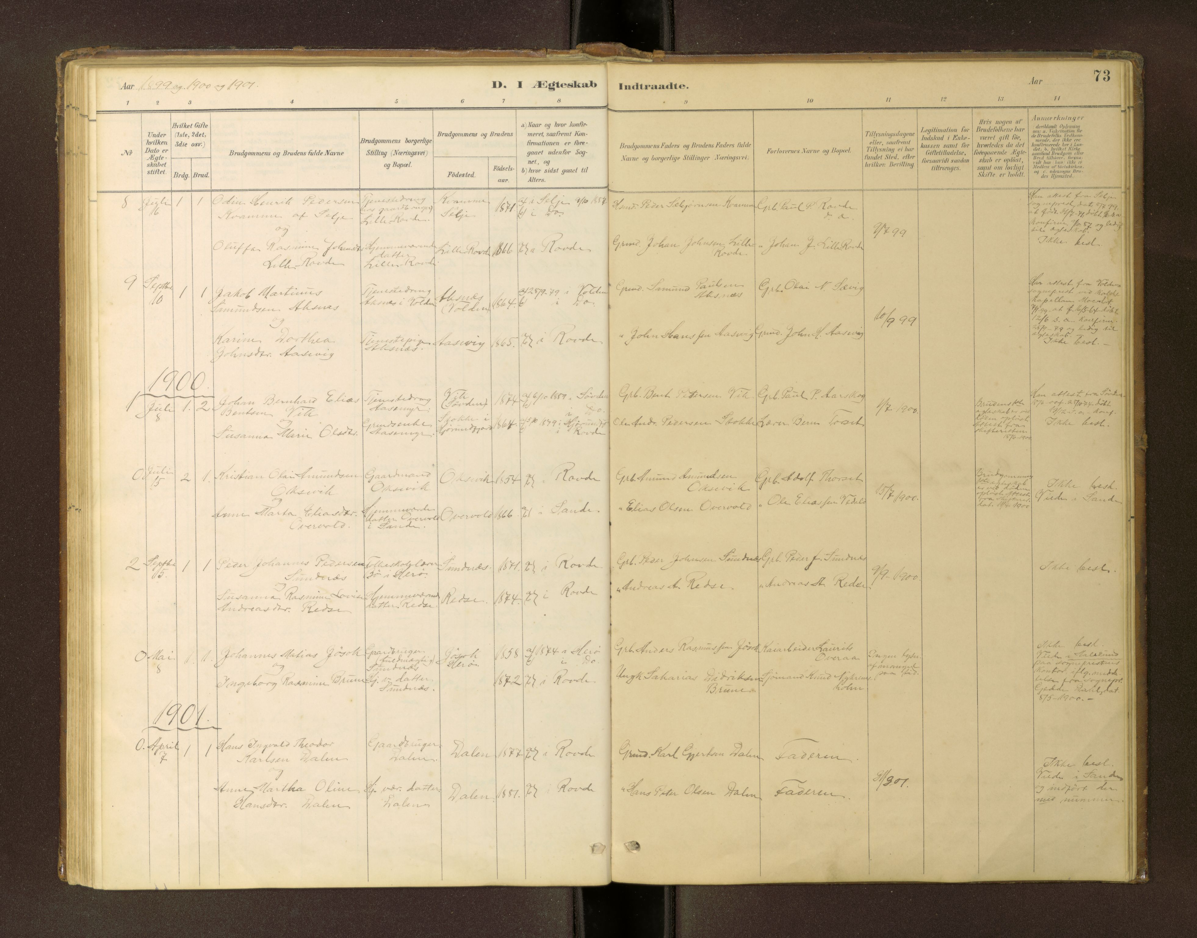 Ministerialprotokoller, klokkerbøker og fødselsregistre - Møre og Romsdal, AV/SAT-A-1454/504/L0060: Parish register (copy) no. 504C02, 1884-1903, p. 73