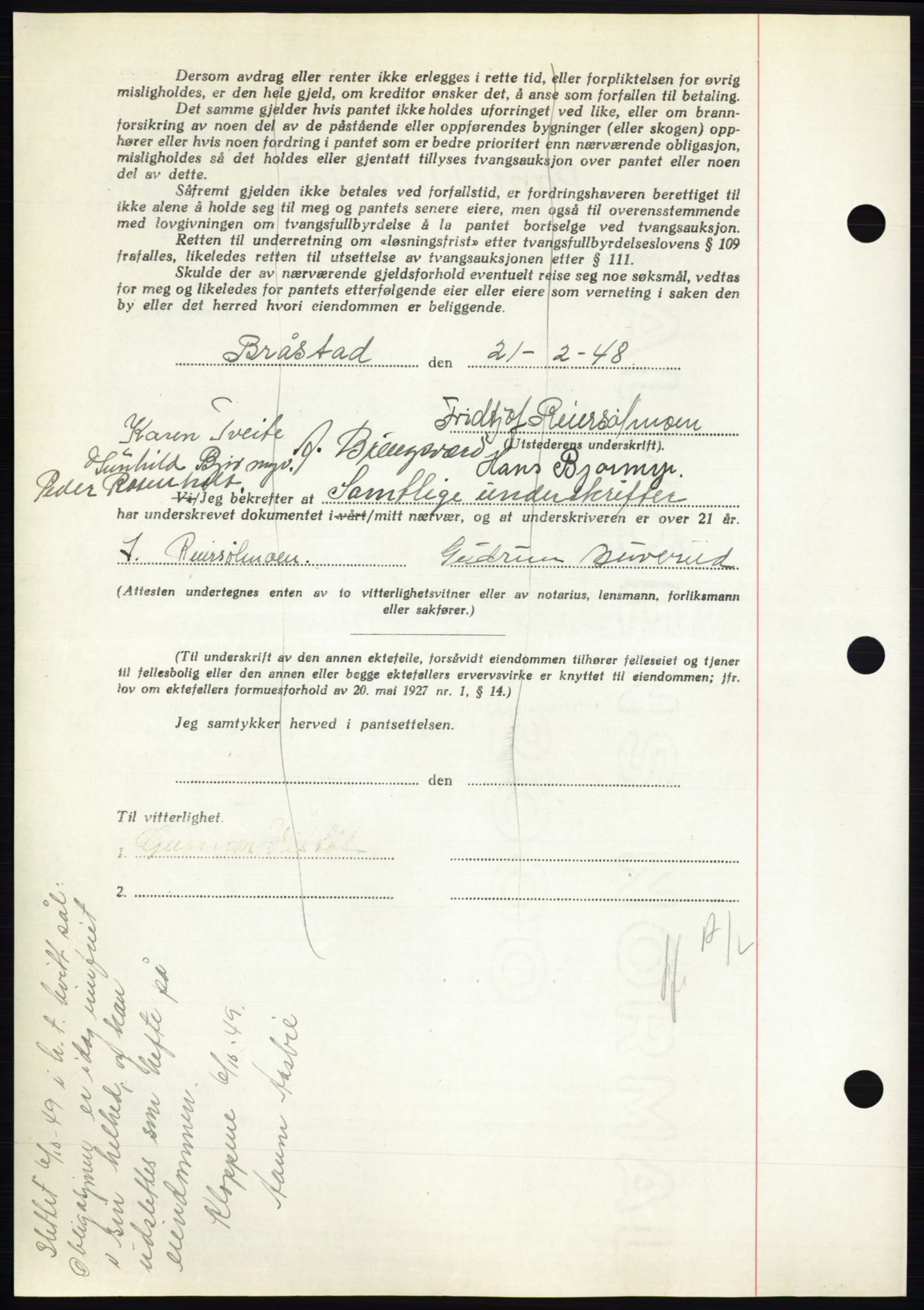 Nedenes sorenskriveri, AV/SAK-1221-0006/G/Gb/Gbb/L0005: Mortgage book no. B5, 1948-1948, Diary no: : 279/1948