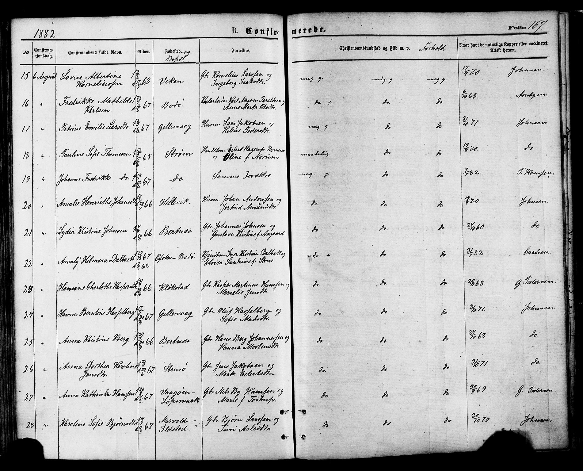 Ministerialprotokoller, klokkerbøker og fødselsregistre - Nordland, SAT/A-1459/801/L0009: Parish register (official) no. 801A09, 1876-1883, p. 167