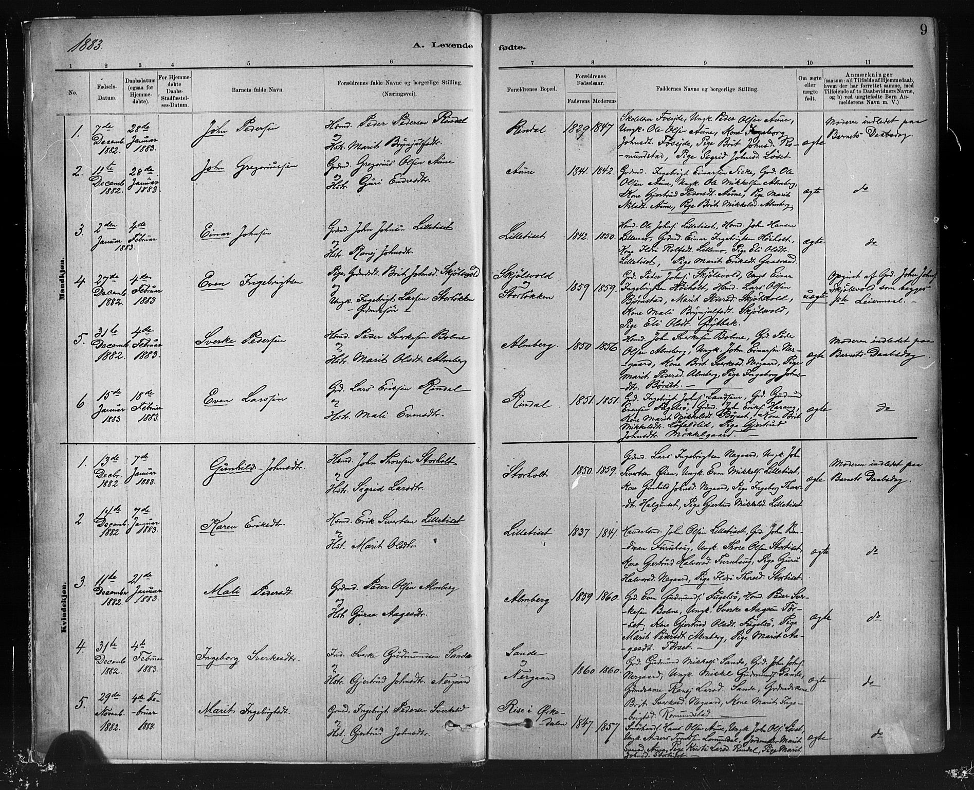 Ministerialprotokoller, klokkerbøker og fødselsregistre - Møre og Romsdal, AV/SAT-A-1454/598/L1069: Parish register (official) no. 598A03, 1882-1895, p. 9