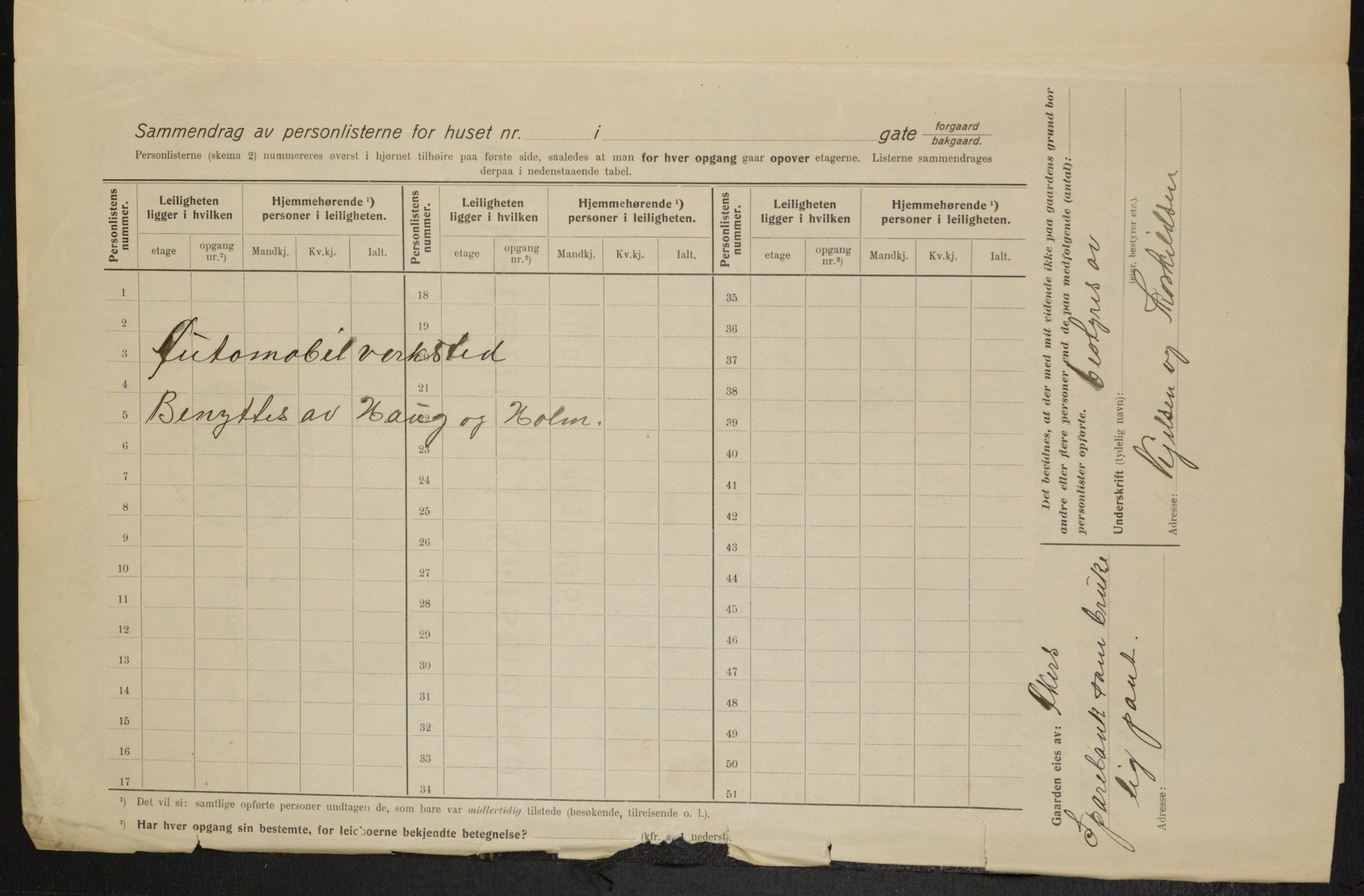 OBA, Municipal Census 1915 for Kristiania, 1915, p. 26