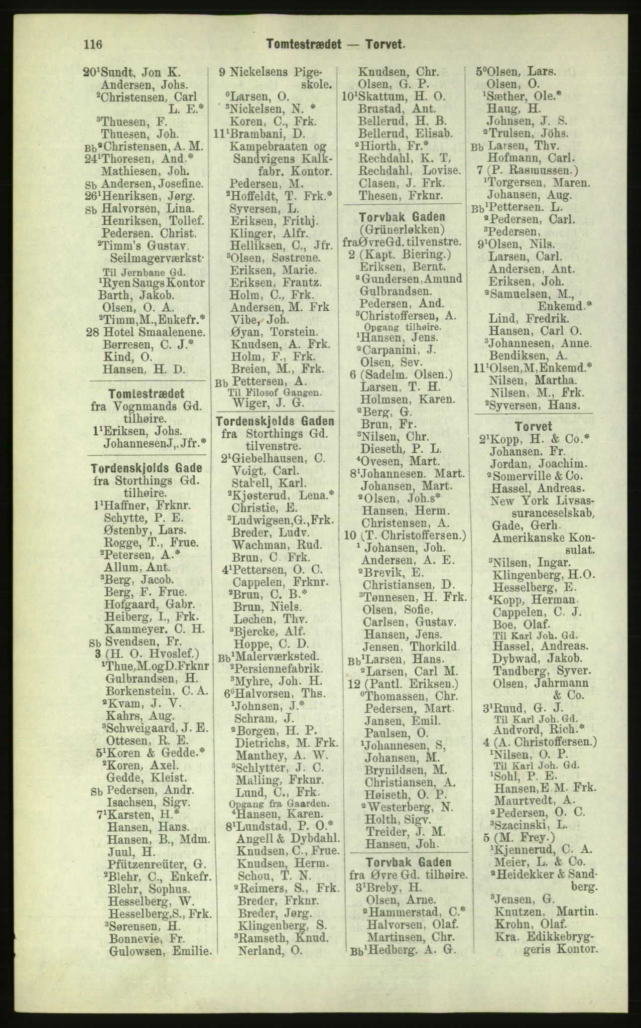 Kristiania/Oslo adressebok, PUBL/-, 1884, p. 116