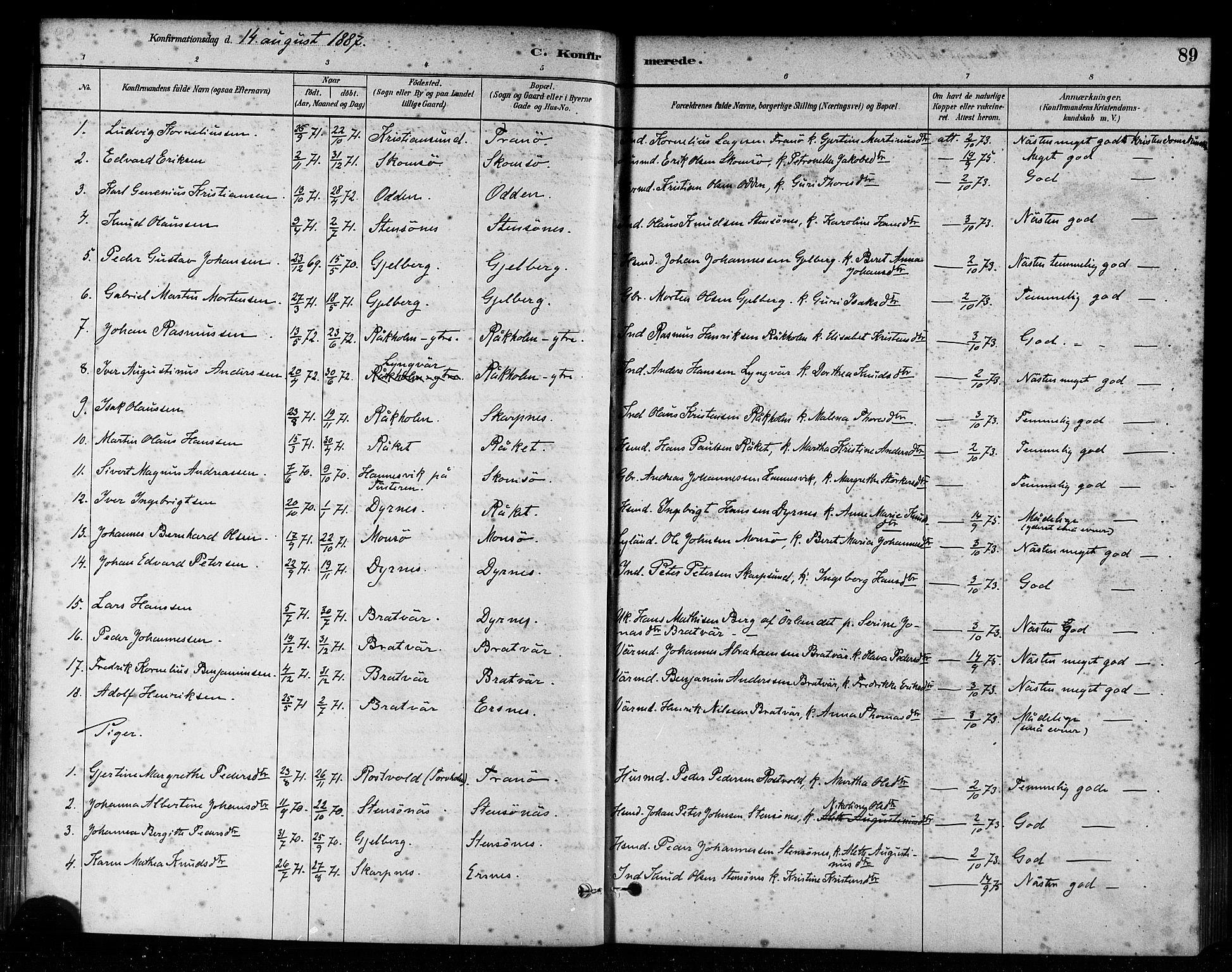 Ministerialprotokoller, klokkerbøker og fødselsregistre - Møre og Romsdal, AV/SAT-A-1454/582/L0947: Parish register (official) no. 582A01, 1880-1900, p. 89