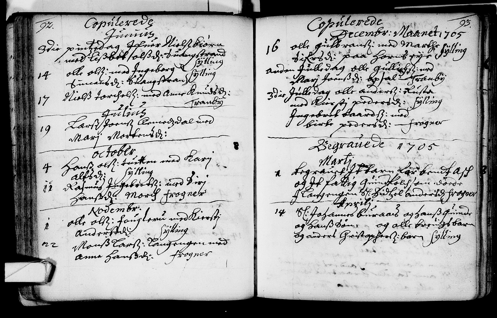 Lier kirkebøker, AV/SAKO-A-230/F/Fa/L0002: Parish register (official) no. I 2, 1701-1726, p. 92-93