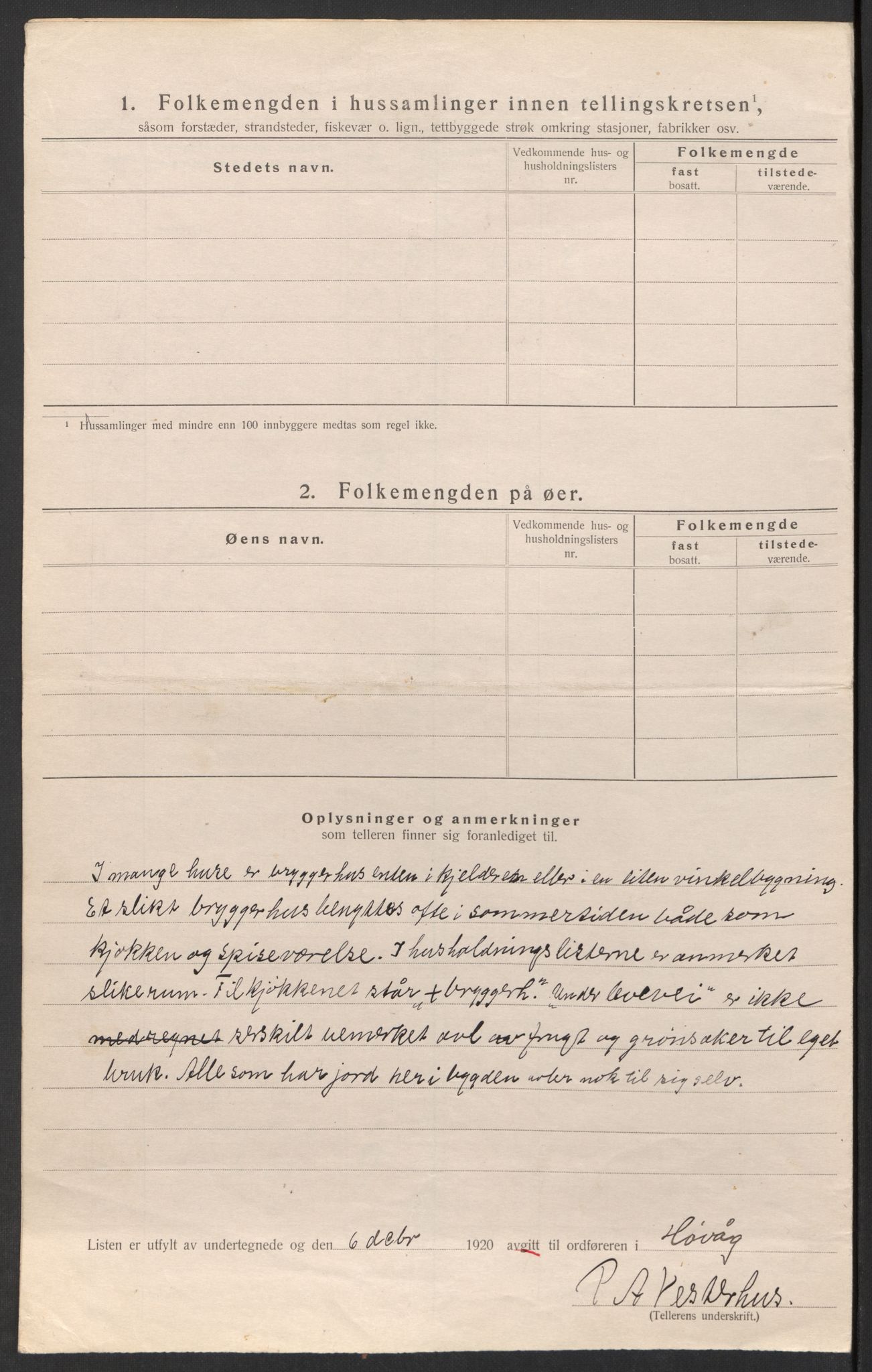 SAK, 1920 census for Høvåg, 1920, p. 17