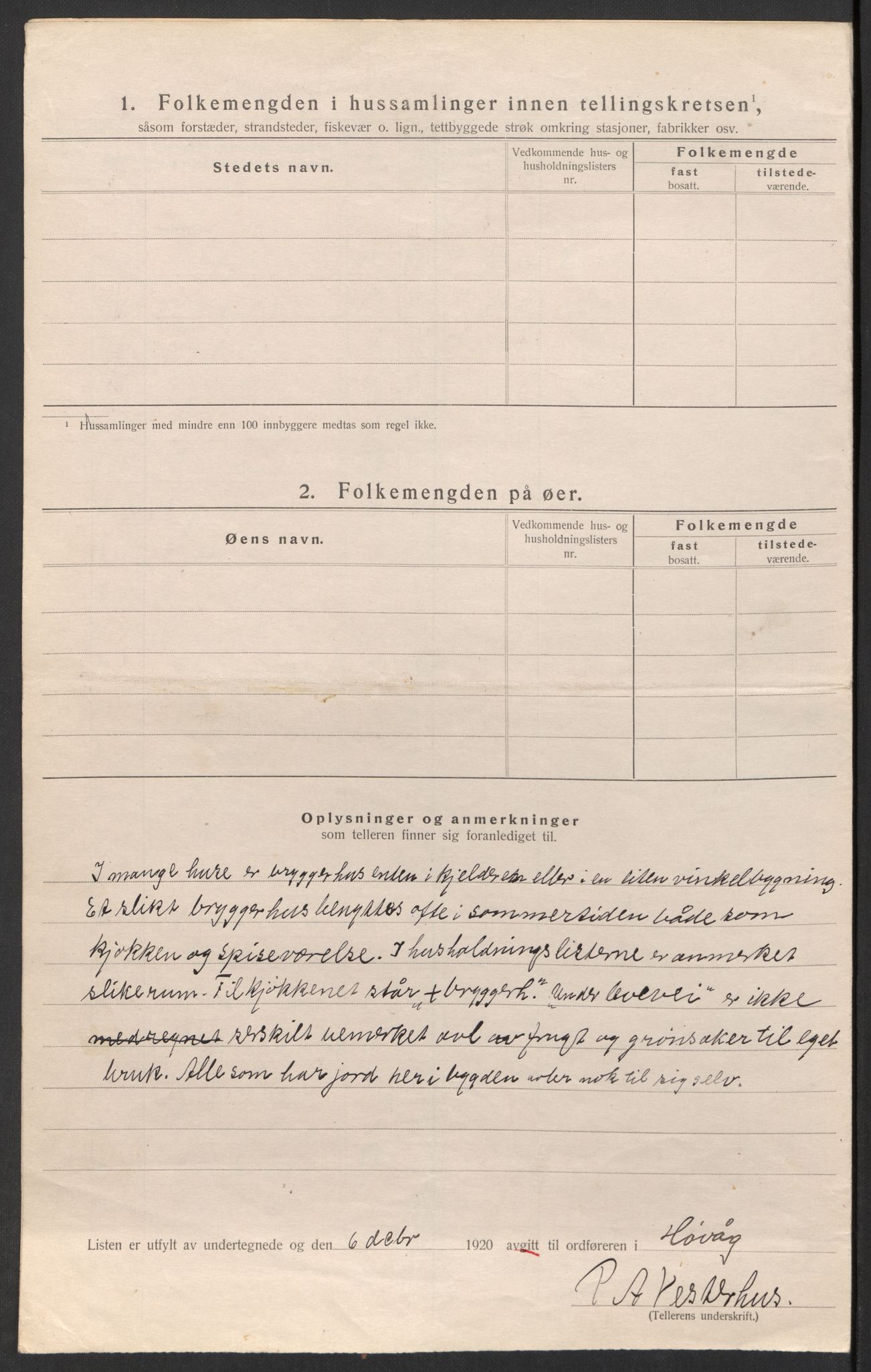 SAK, 1920 census for Høvåg, 1920, p. 17