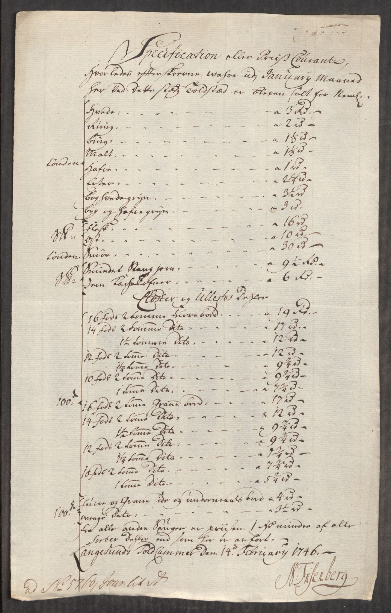 Rentekammeret inntil 1814, Realistisk ordnet avdeling, RA/EA-4070/Oe/L0003: [Ø1]: Priskuranter, 1745-1748, p. 358