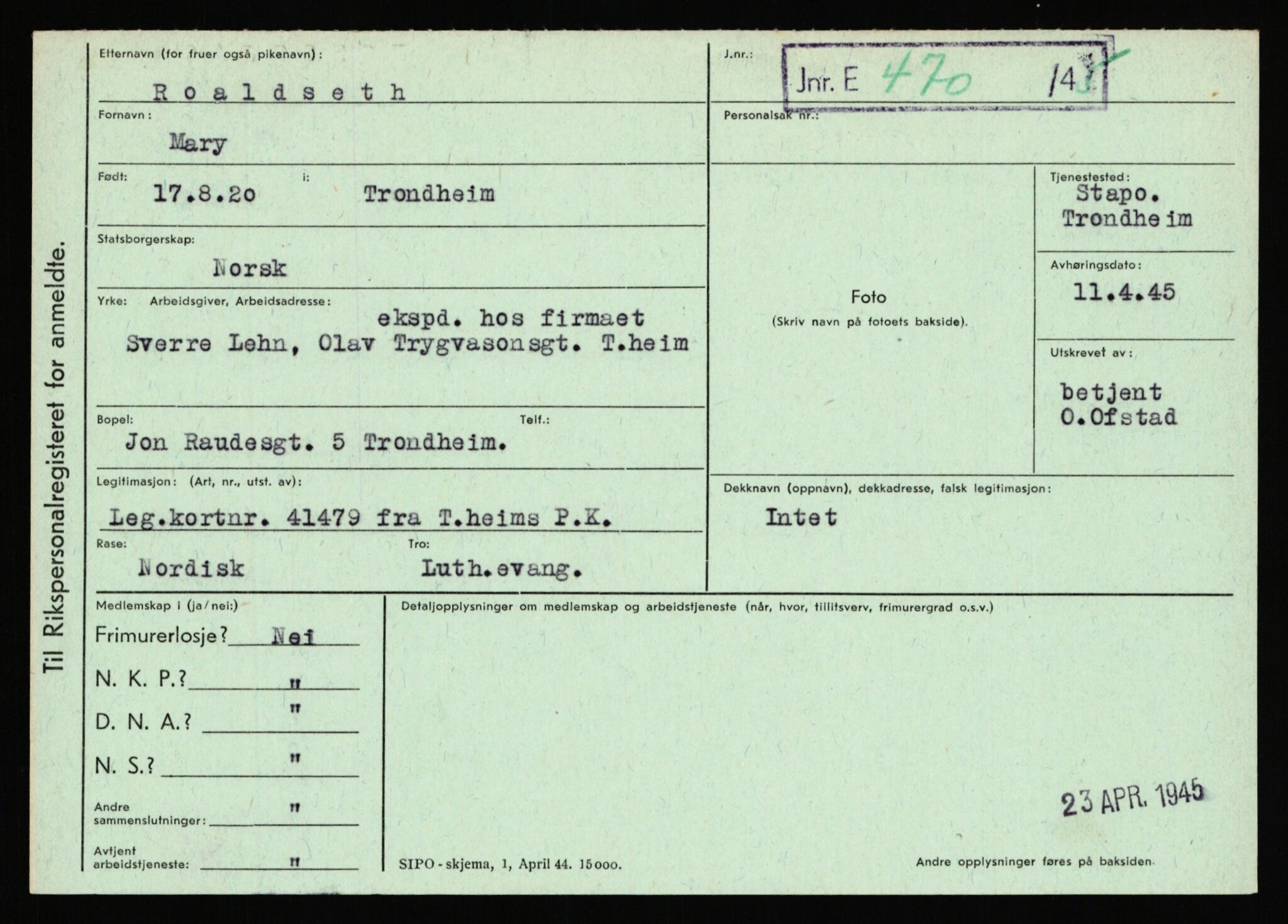 Statspolitiet - Hovedkontoret / Osloavdelingen, AV/RA-S-1329/C/Ca/L0013: Raa - Servold, 1943-1945, p. 1538