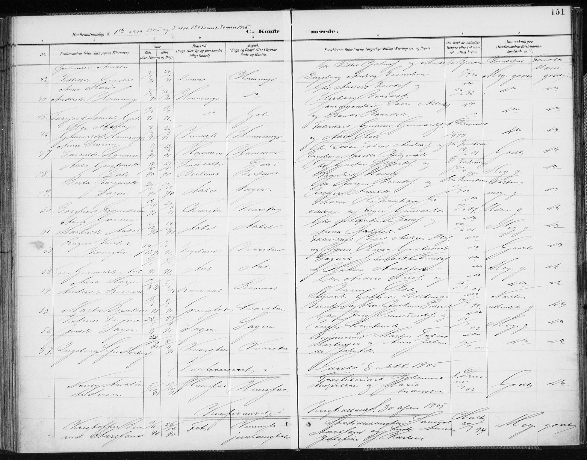 Vennesla sokneprestkontor, SAK/1111-0045/Fa/Fab/L0005: Parish register (official) no. A 5, 1897-1909, p. 151