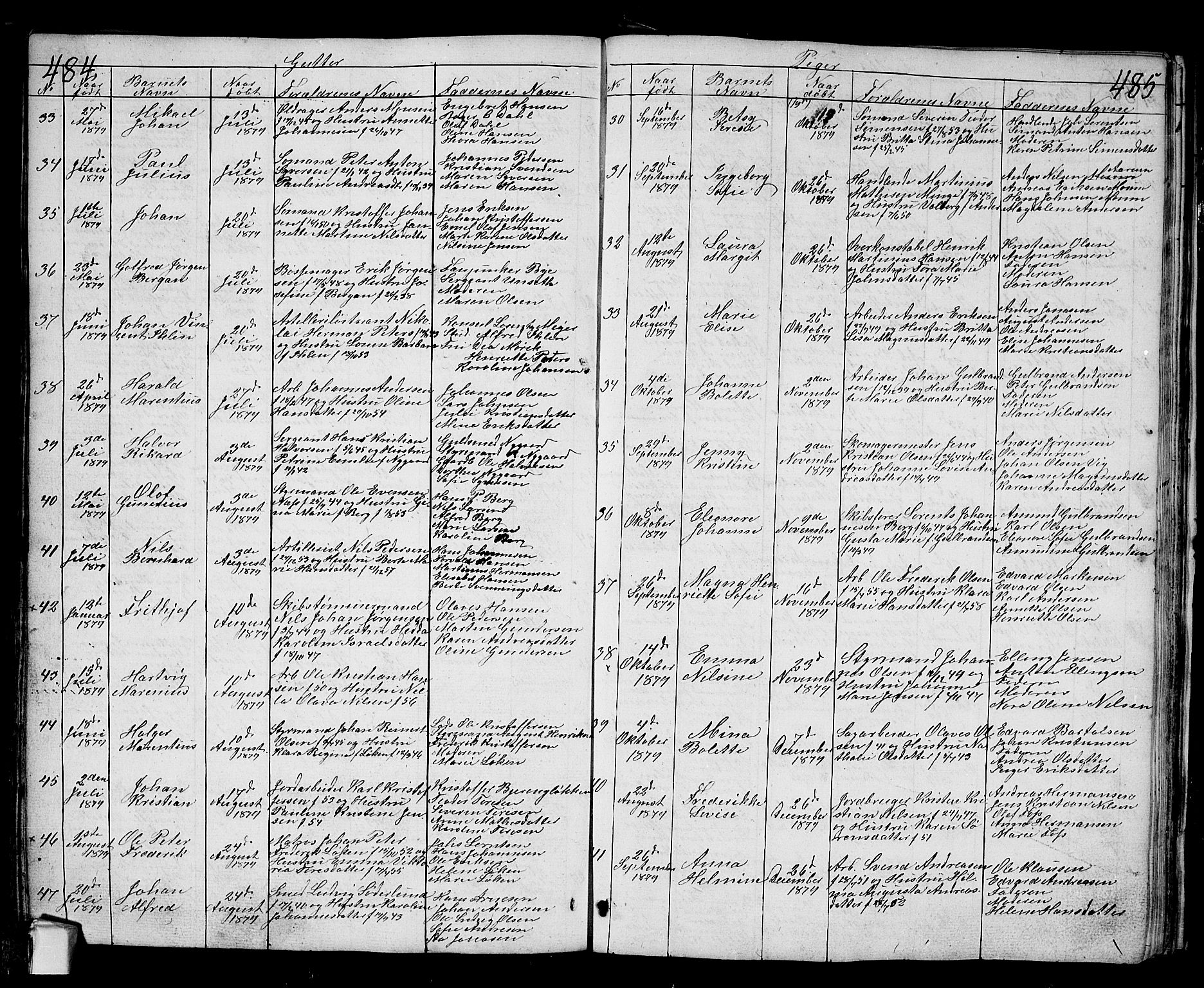 Fredrikstad prestekontor Kirkebøker, SAO/A-11082/G/Ga/L0001: Parish register (copy) no. 1, 1824-1879, p. 484-485