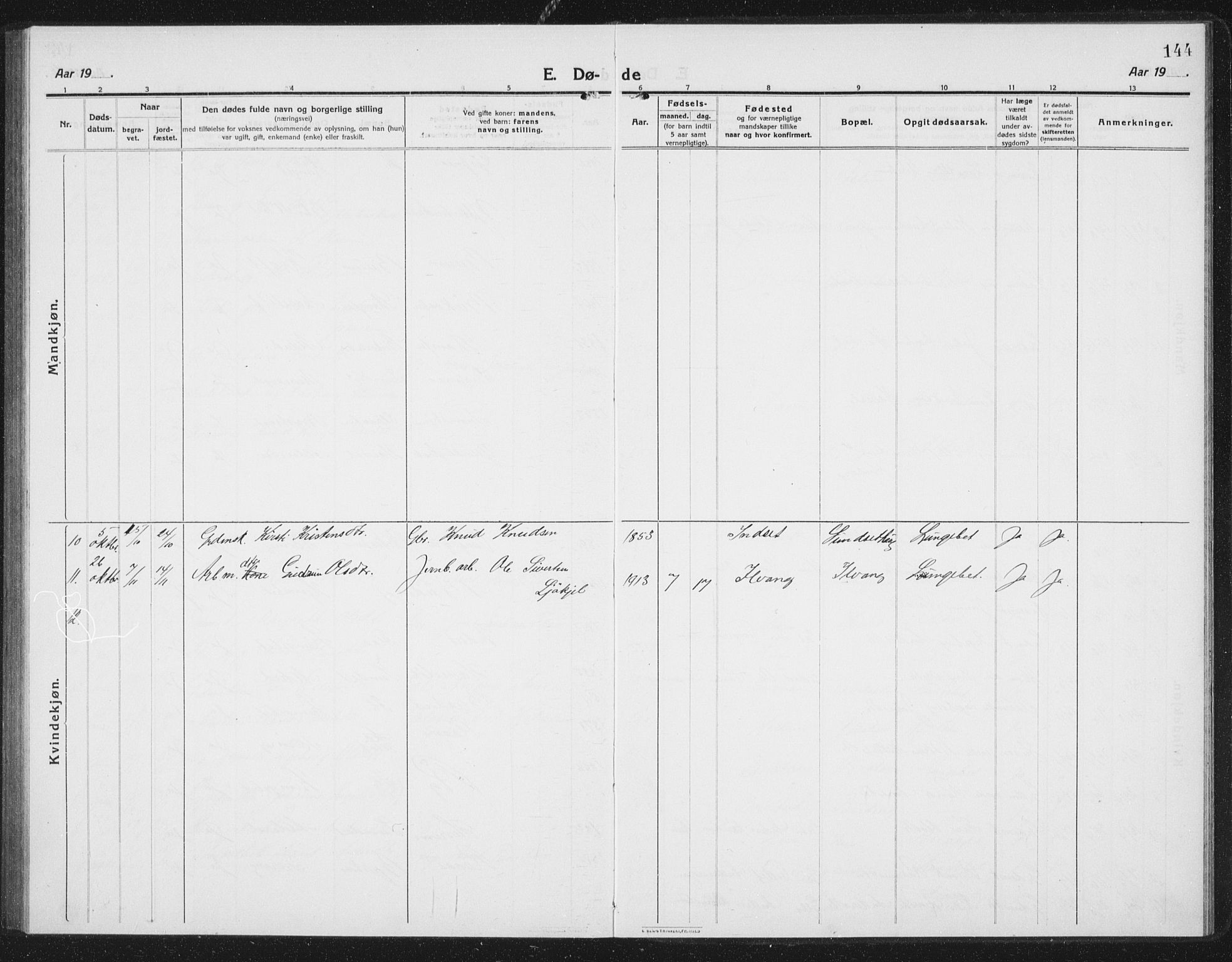 Ministerialprotokoller, klokkerbøker og fødselsregistre - Sør-Trøndelag, SAT/A-1456/675/L0888: Parish register (copy) no. 675C01, 1913-1935, p. 144