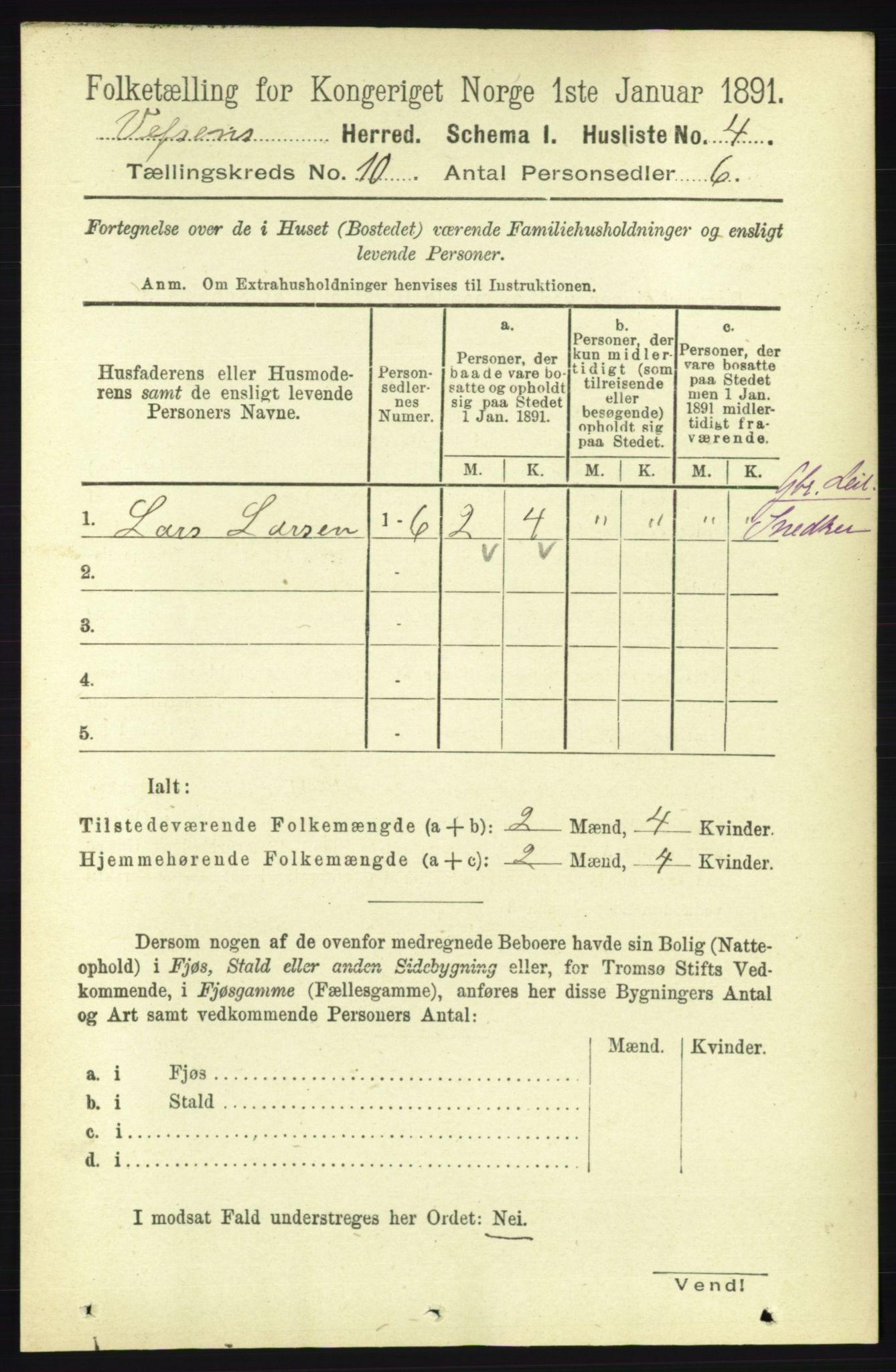 RA, 1891 census for 1824 Vefsn, 1891, p. 5139