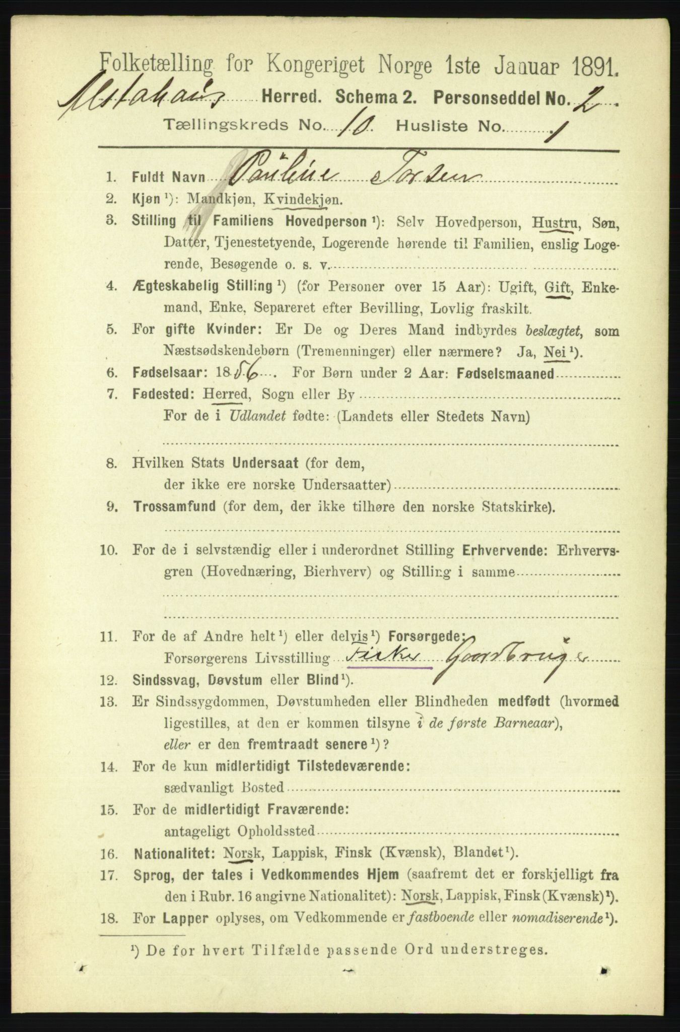 RA, 1891 census for 1820 Alstahaug, 1891, p. 3508