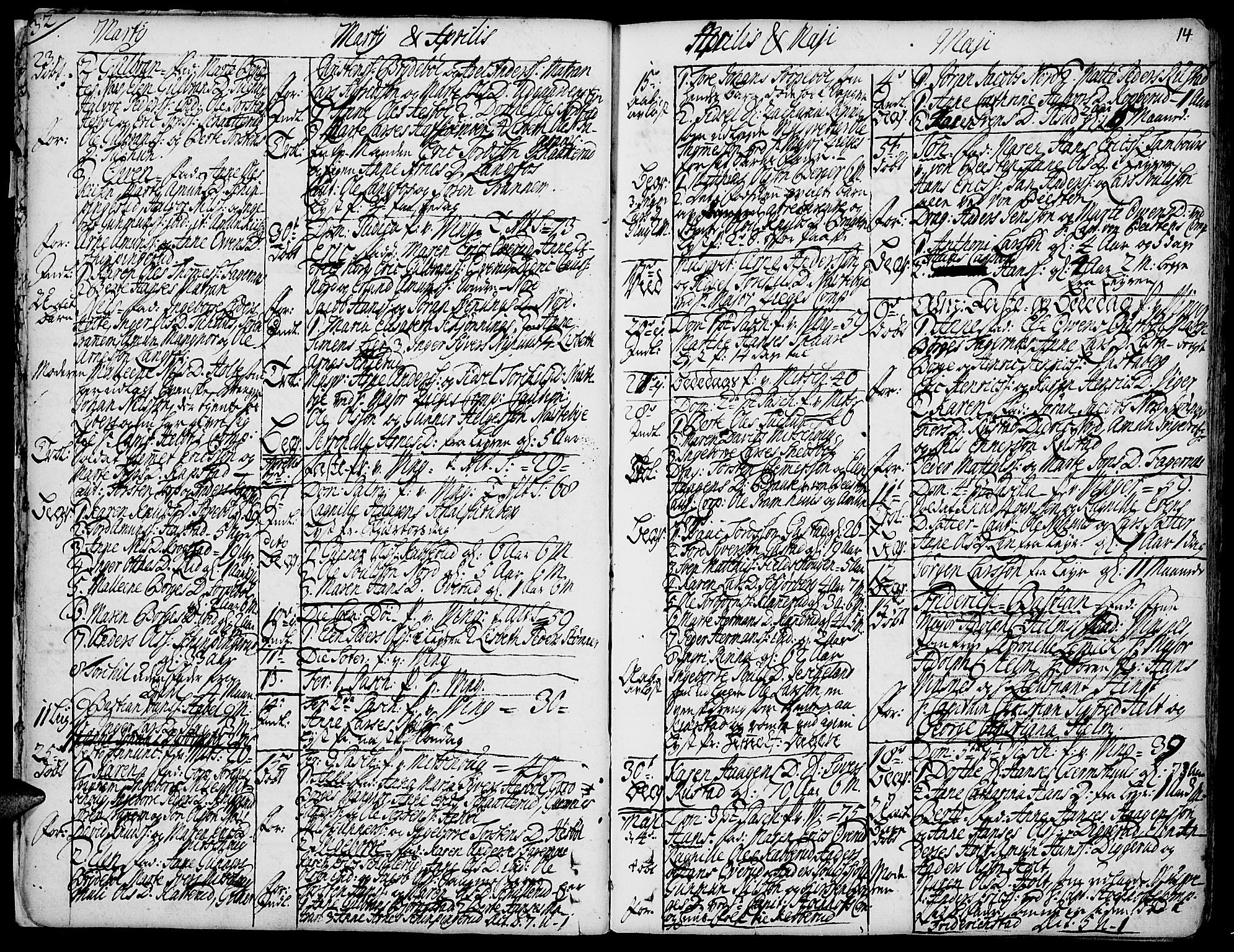 Vinger prestekontor, AV/SAH-PREST-024/H/Ha/Haa/L0002: Parish register (official) no. 2, 1730-1751, p. 14