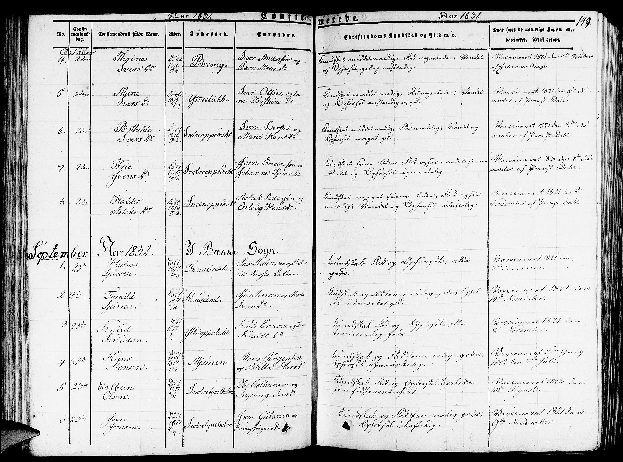 Gulen sokneprestembete, AV/SAB-A-80201/H/Haa/Haaa/L0019: Parish register (official) no. A 19, 1826-1836, p. 149