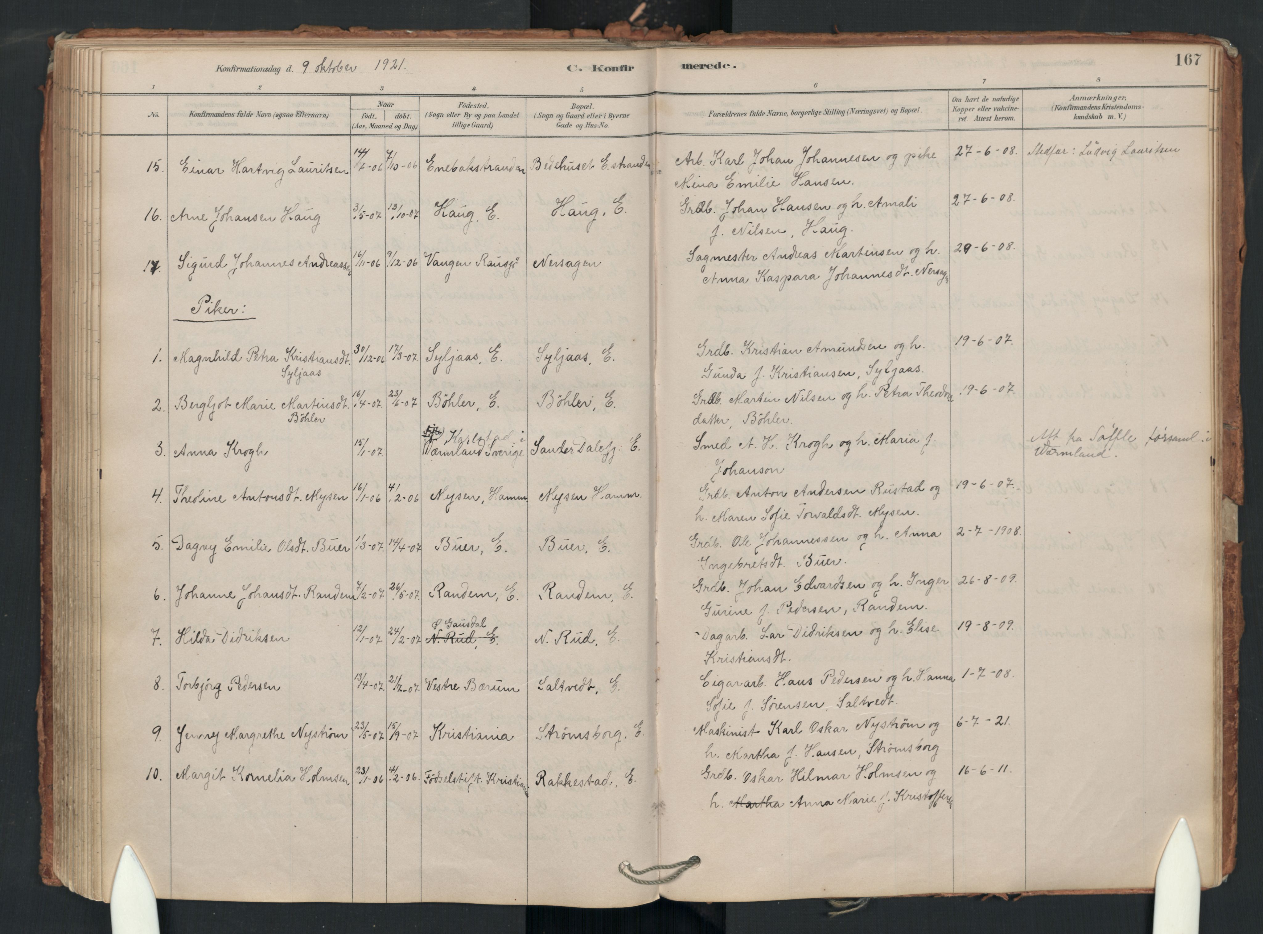 Enebakk prestekontor Kirkebøker, AV/SAO-A-10171c/F/Fa/L0018: Parish register (official) no. I 18, 1877-1930, p. 167
