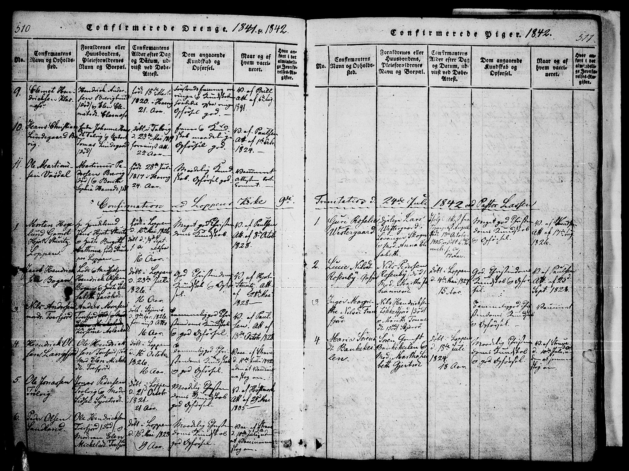 Loppa sokneprestkontor, SATØ/S-1339/H/Ha/L0003kirke: Parish register (official) no. 3, 1820-1848, p. 510-511