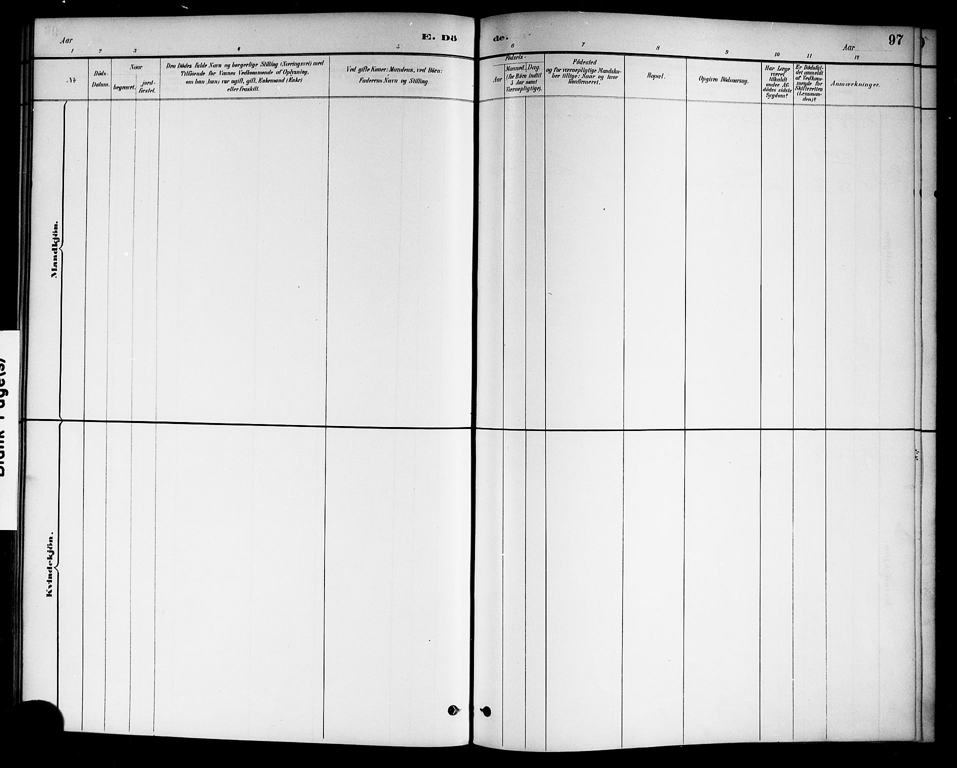 Drangedal kirkebøker, SAKO/A-258/F/Fa/L0011: Parish register (official) no. 11 /1, 1885-1894, p. 97
