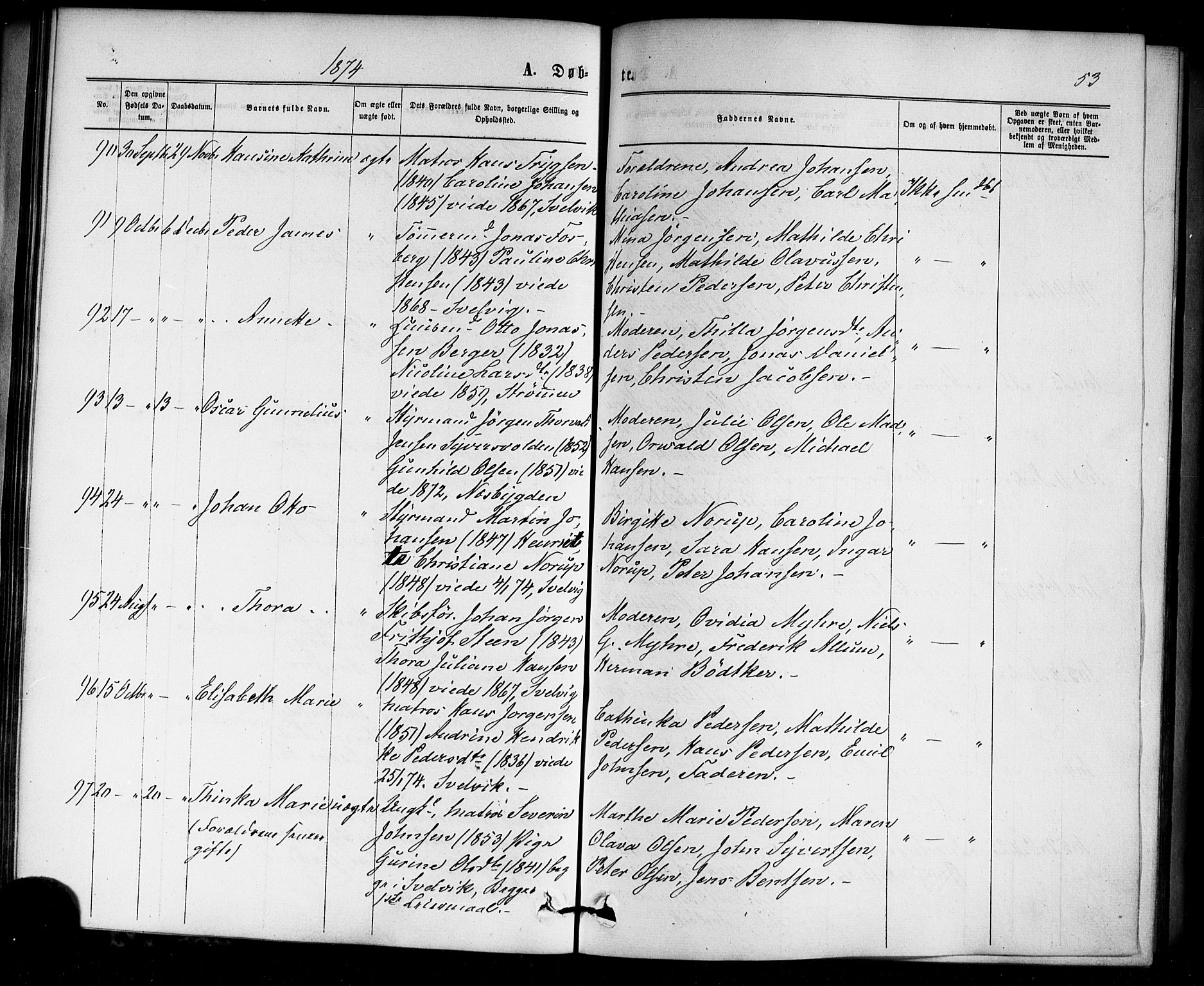 Strømm kirkebøker, AV/SAKO-A-322/F/Fa/L0002: Parish register (official) no. I 2, 1870-1877, p. 53