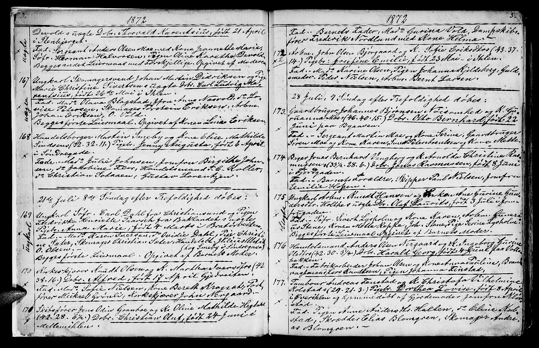 Ministerialprotokoller, klokkerbøker og fødselsregistre - Sør-Trøndelag, SAT/A-1456/602/L0142: Parish register (copy) no. 602C10, 1872-1894, p. 3