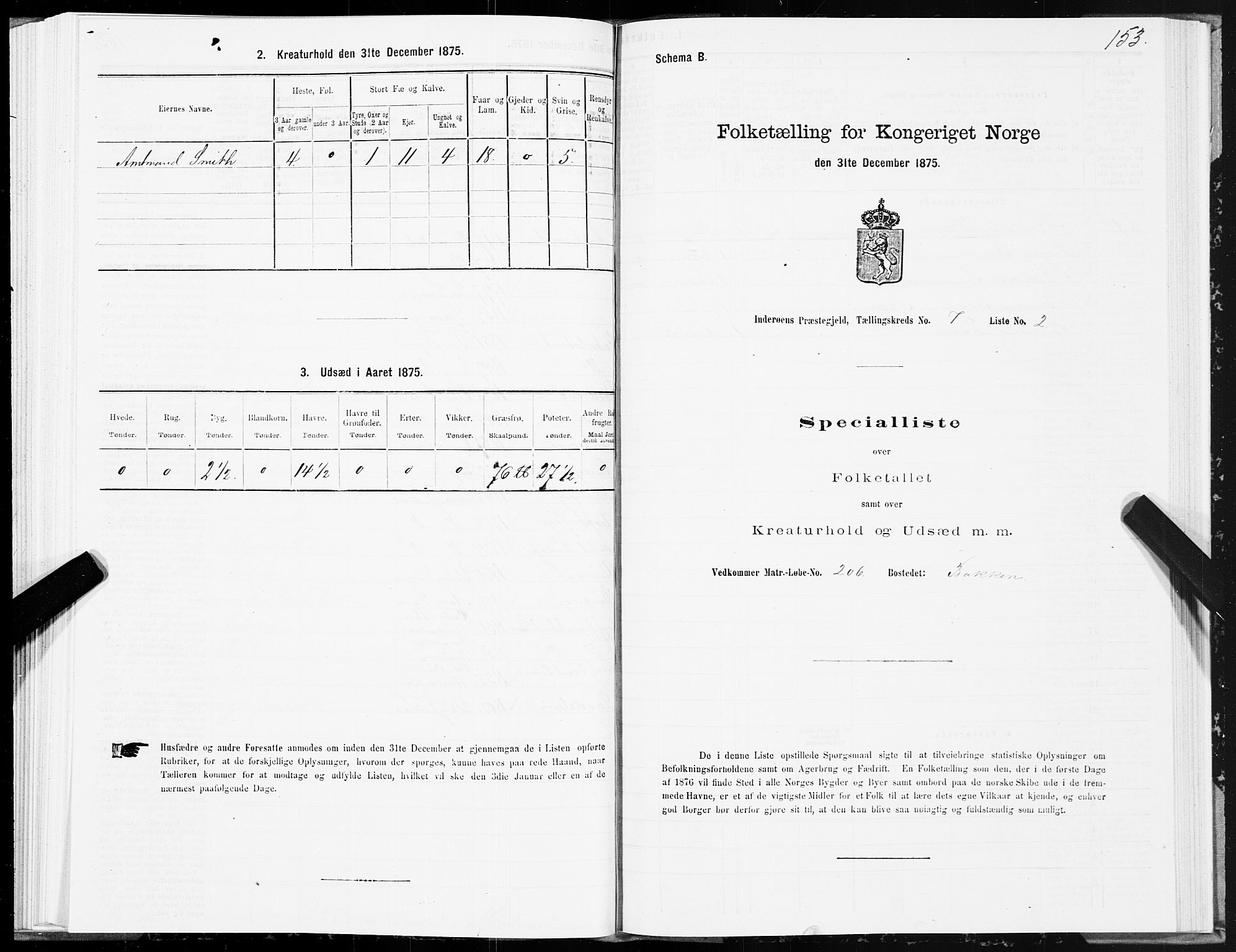 SAT, 1875 census for 1729P Inderøy, 1875, p. 4153