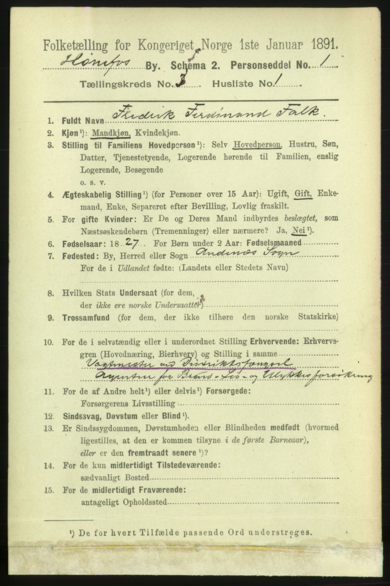 RA, 1891 census for 0601 Hønefoss, 1891, p. 639