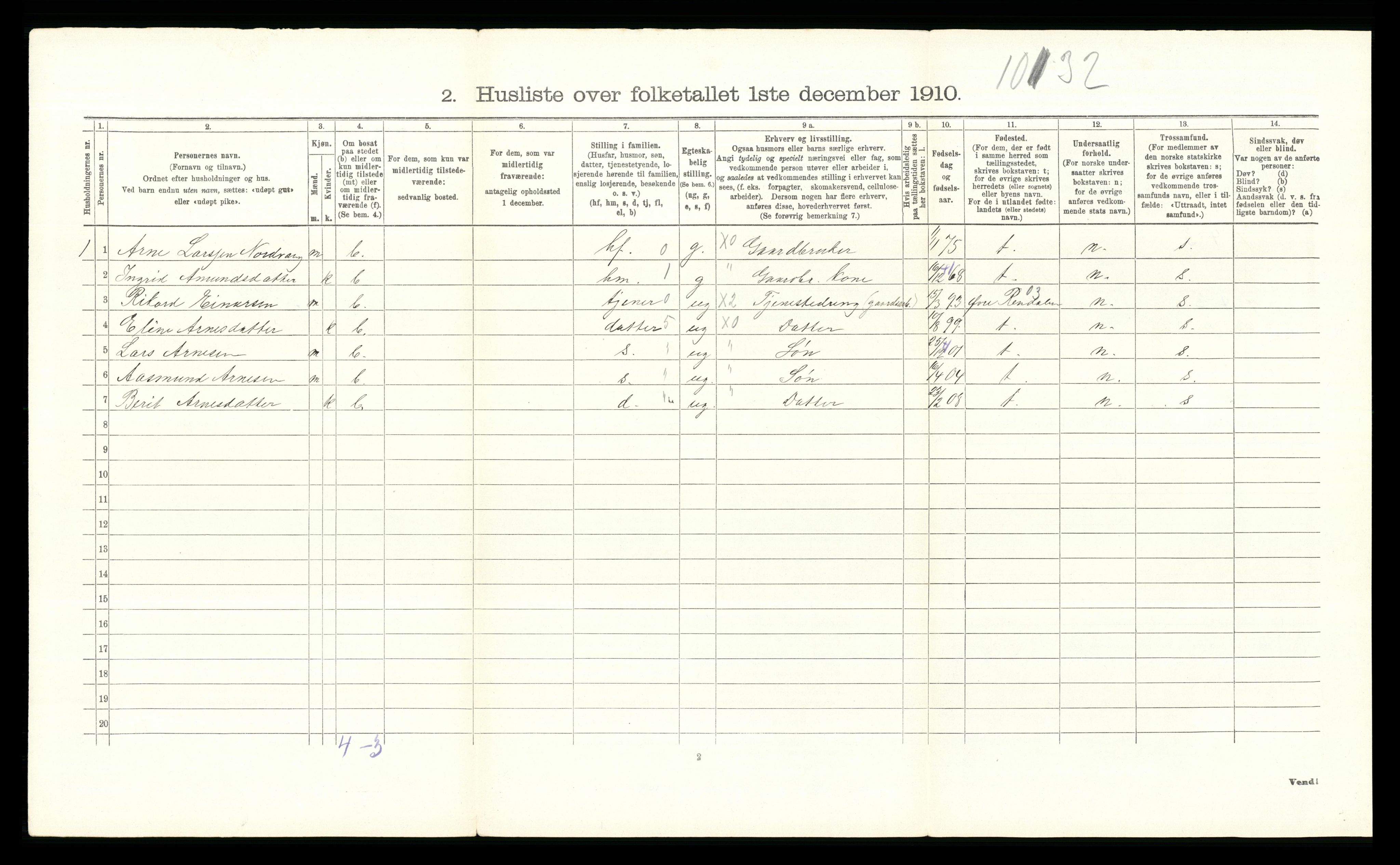 RA, 1910 census for Tolga, 1910, p. 209