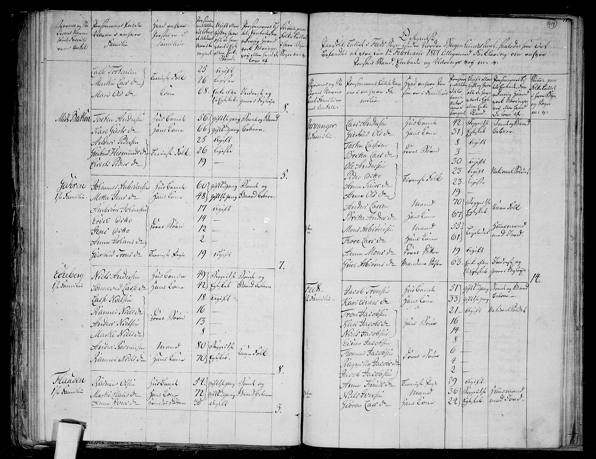 RA, 1801 census for 1425P Hafslo, 1801, p. 96b-97a