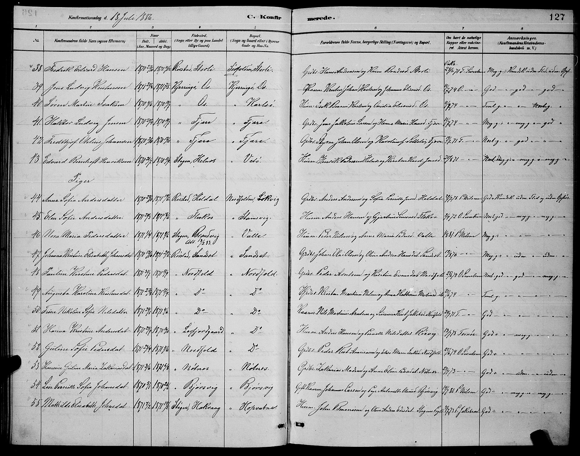 Ministerialprotokoller, klokkerbøker og fødselsregistre - Nordland, AV/SAT-A-1459/853/L0772: Parish register (official) no. 853A11, 1881-1900, p. 127