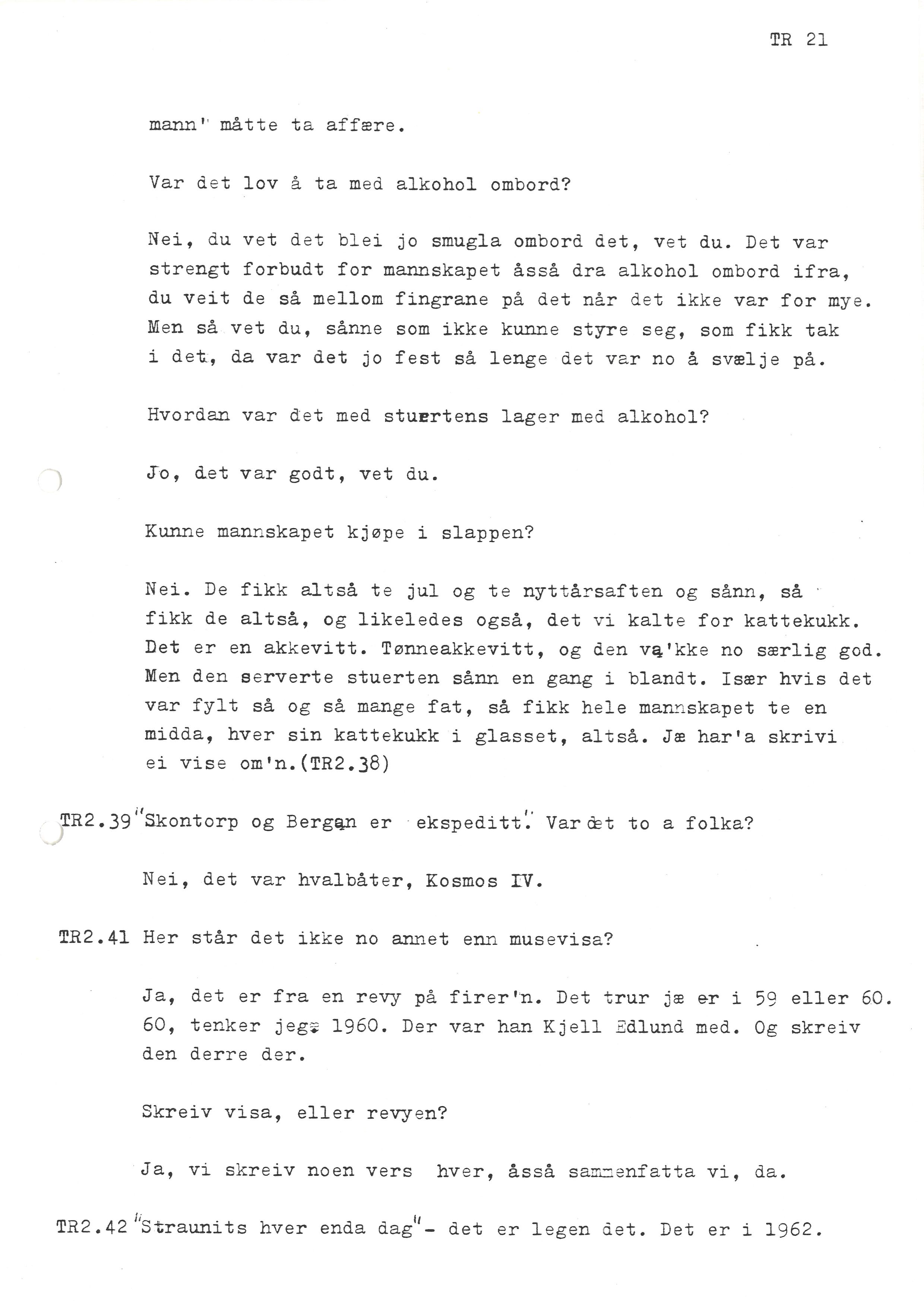 Sa 16 - Folkemusikk fra Vestfold, Gjerdesamlingen, VEMU/A-1868/I/L0001: Informantregister med intervjunedtegnelser, 1979-1986