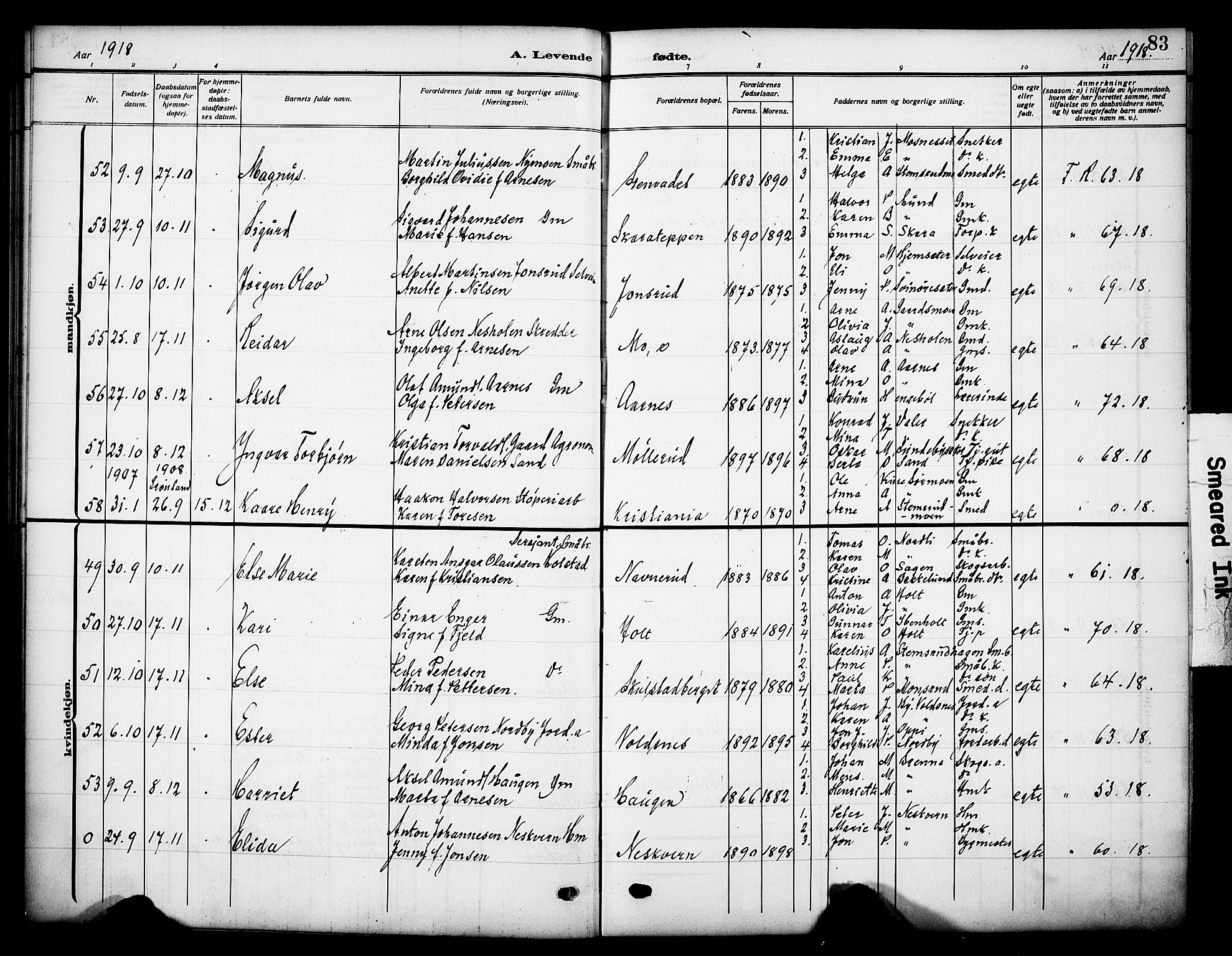 Grue prestekontor, AV/SAH-PREST-036/H/Ha/Haa/L0015: Parish register (official) no. 15, 1911-1922, p. 83