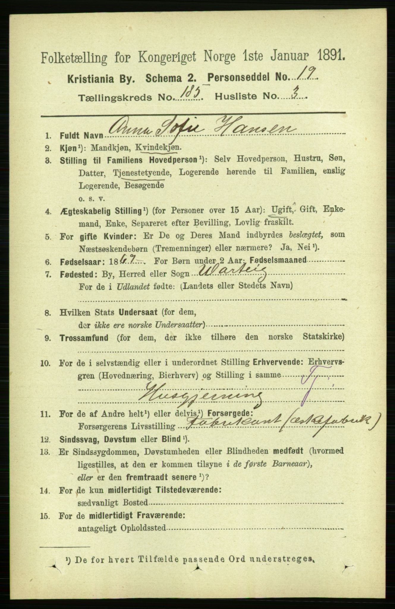 RA, 1891 census for 0301 Kristiania, 1891, p. 110929