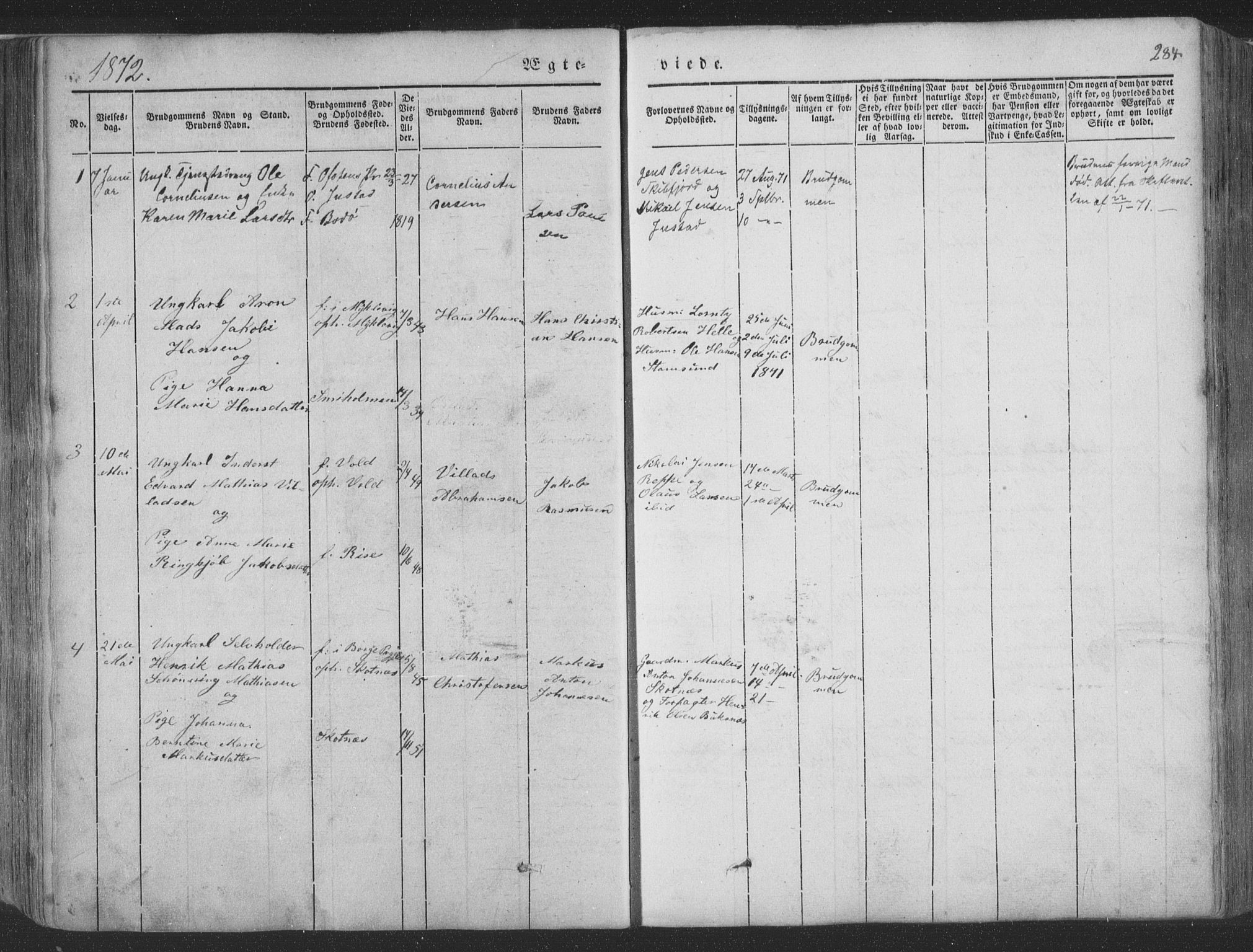 Ministerialprotokoller, klokkerbøker og fødselsregistre - Nordland, AV/SAT-A-1459/881/L1165: Parish register (copy) no. 881C02, 1854-1876, p. 284