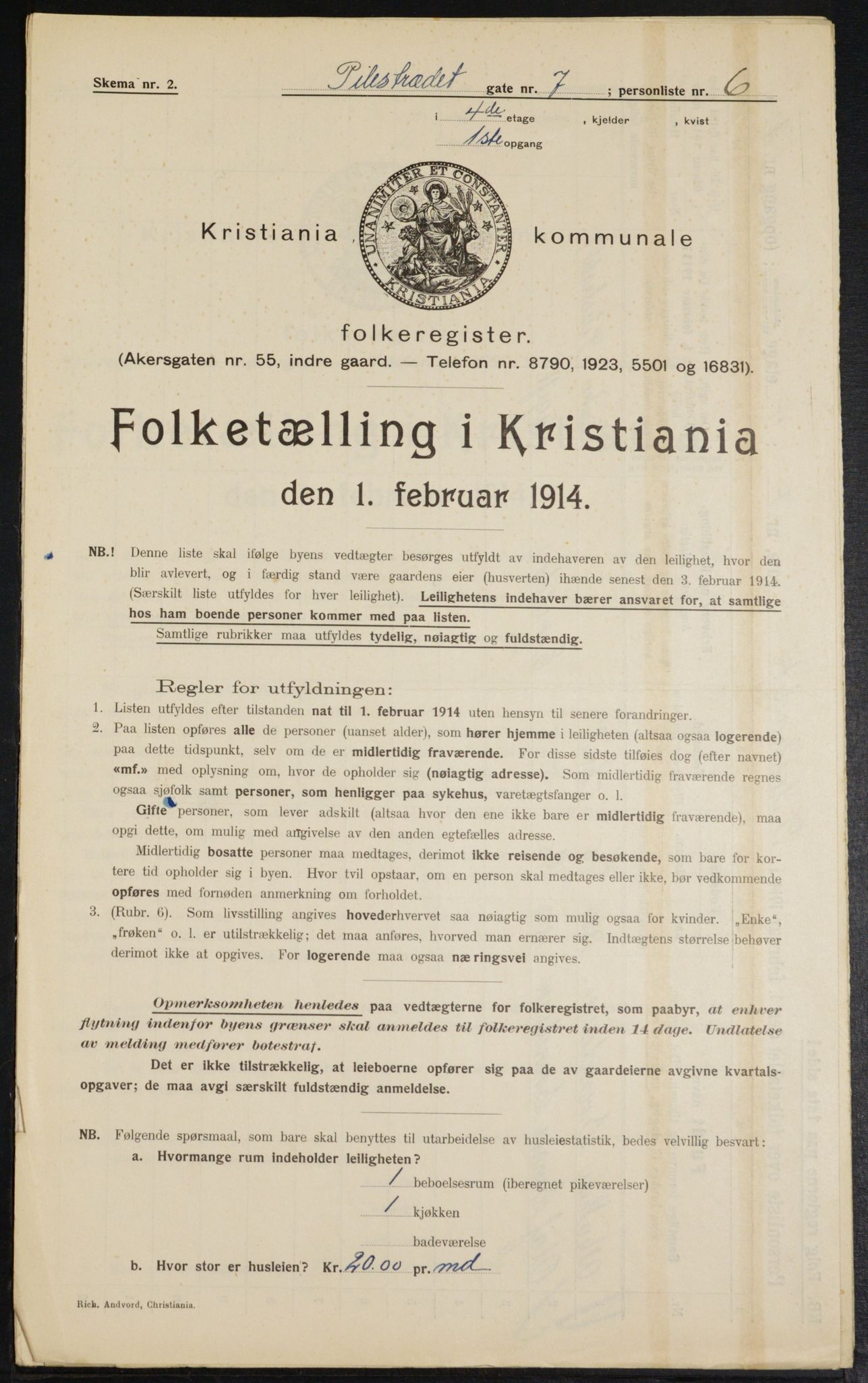 OBA, Municipal Census 1914 for Kristiania, 1914, p. 78886