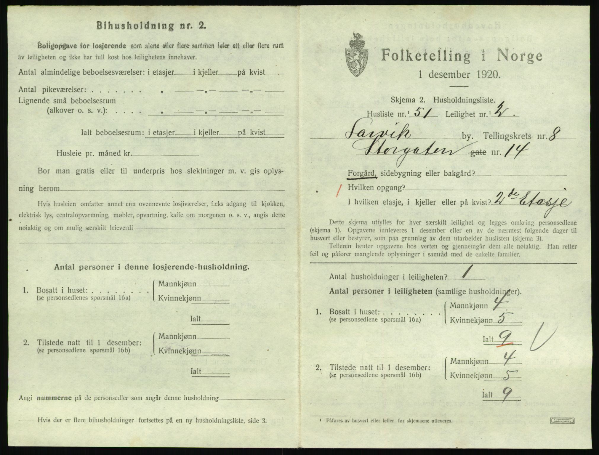 SAKO, 1920 census for Larvik, 1920, p. 6704