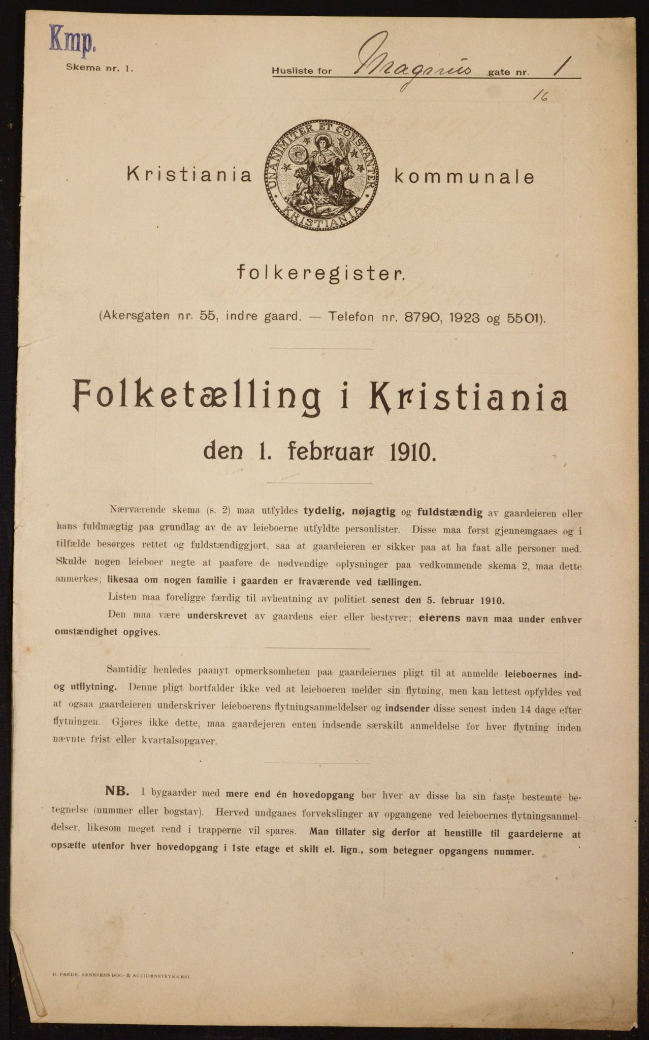 OBA, Municipal Census 1910 for Kristiania, 1910, p. 57207