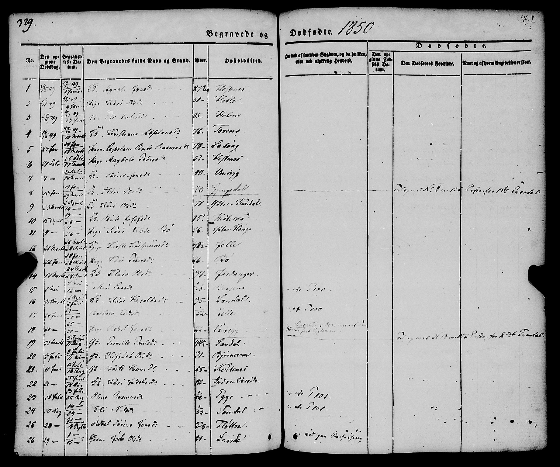 Gloppen sokneprestembete, SAB/A-80101/H/Haa/Haaa/L0008: Parish register (official) no. A 8, 1837-1855, p. 329