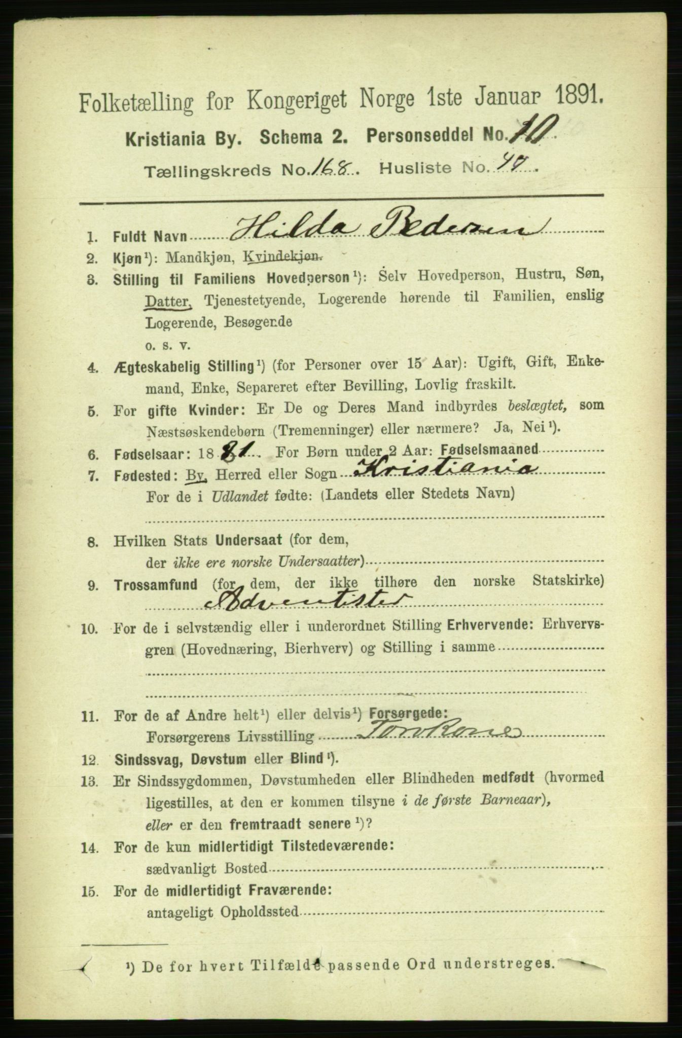 RA, 1891 census for 0301 Kristiania, 1891, p. 98671