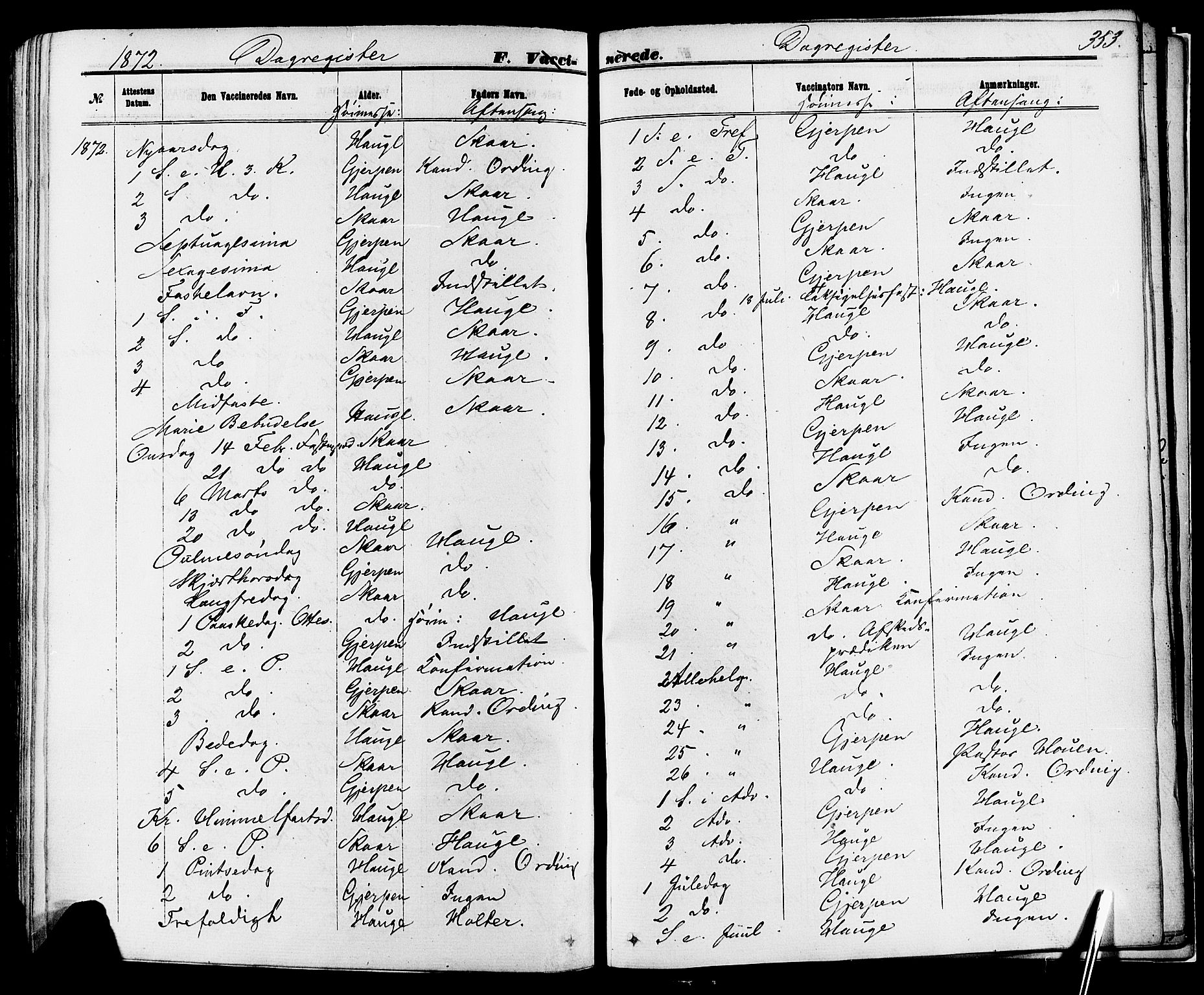 Skien kirkebøker, SAKO/A-302/F/Fa/L0008: Parish register (official) no. 8, 1866-1877, p. 353