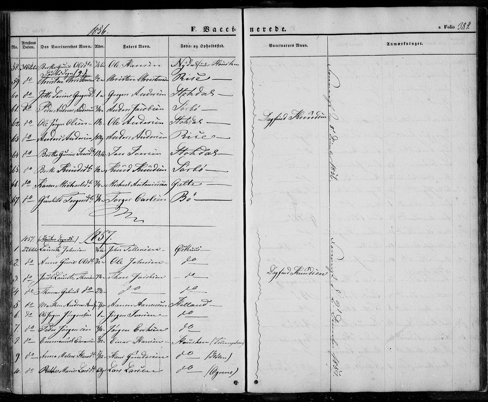 Rennesøy sokneprestkontor, SAST/A -101827/H/Ha/Haa/L0005: Parish register (official) no. A 5, 1838-1859, p. 384