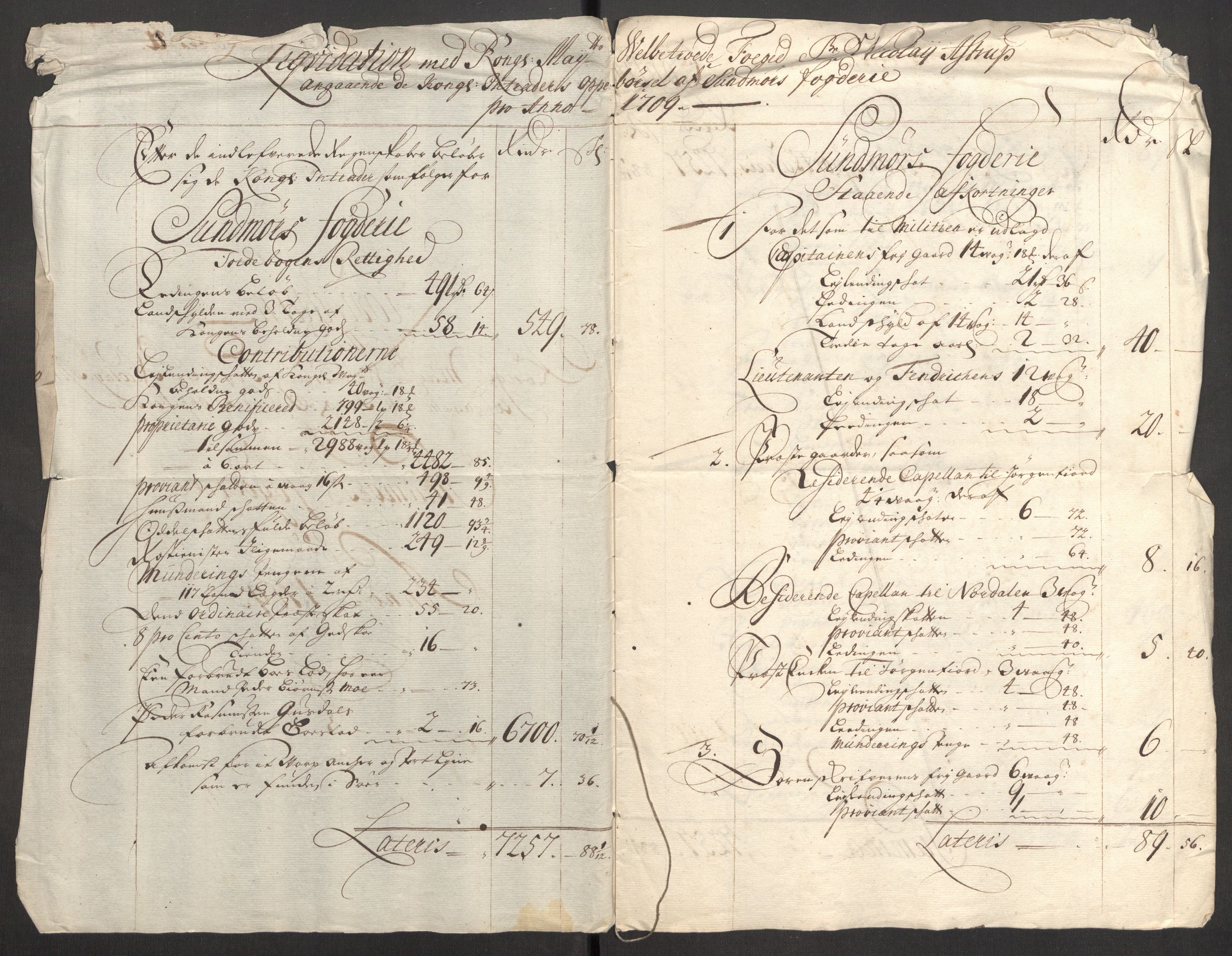Rentekammeret inntil 1814, Reviderte regnskaper, Fogderegnskap, AV/RA-EA-4092/R54/L3562: Fogderegnskap Sunnmøre, 1708-1709, p. 229