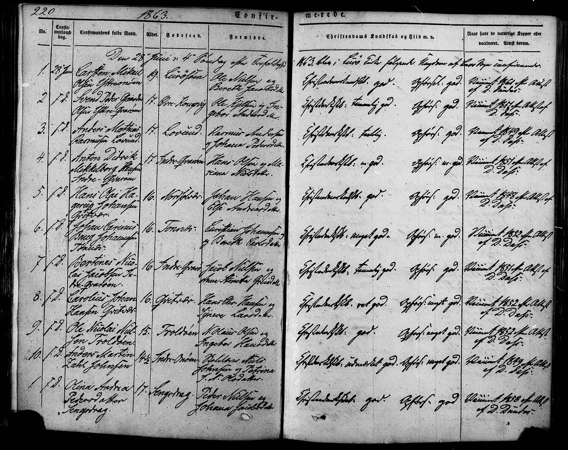Ministerialprotokoller, klokkerbøker og fødselsregistre - Nordland, SAT/A-1459/839/L0567: Parish register (official) no. 839A04, 1863-1879, p. 220